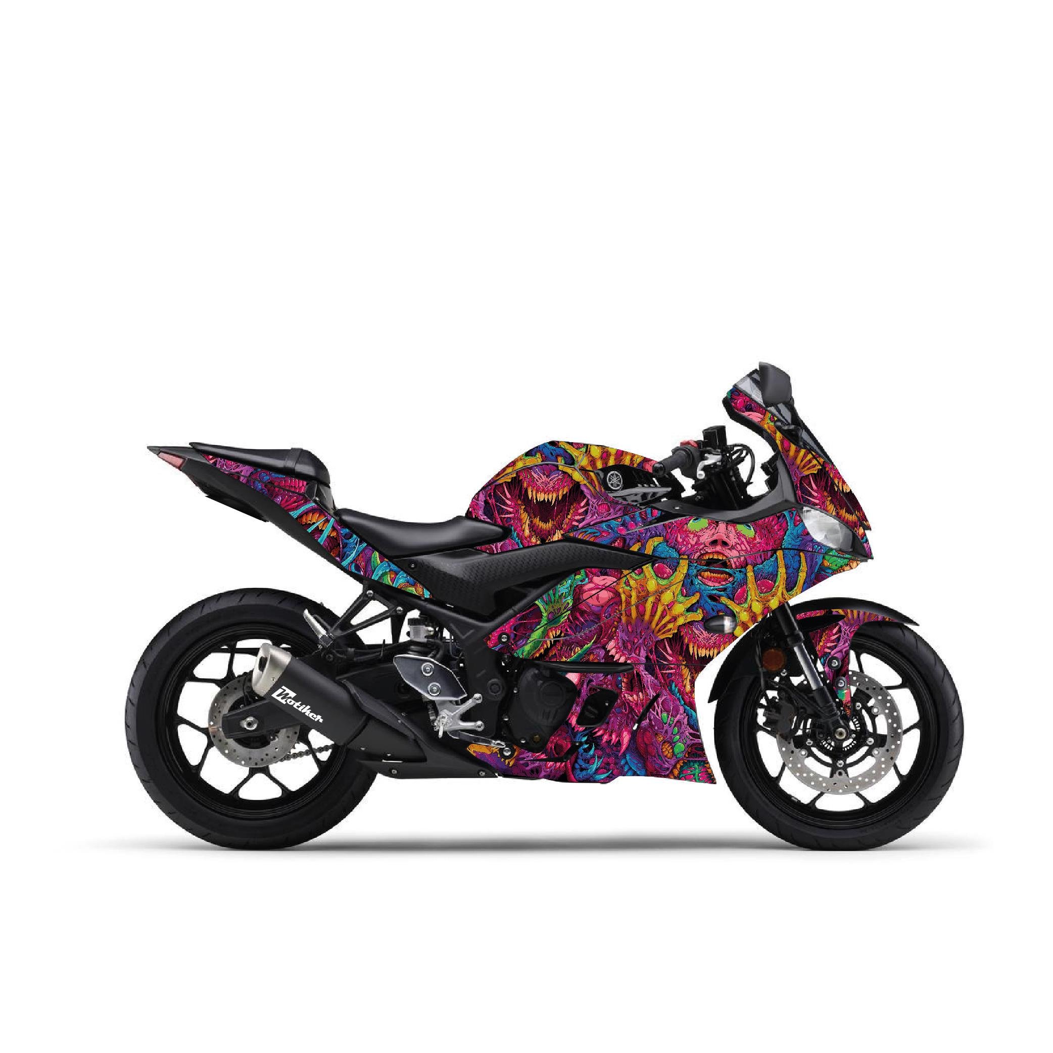 R25Yamaha YZF R25 Shark Sticker Etiket Kaplama Modeli Pembe Mor Mavi