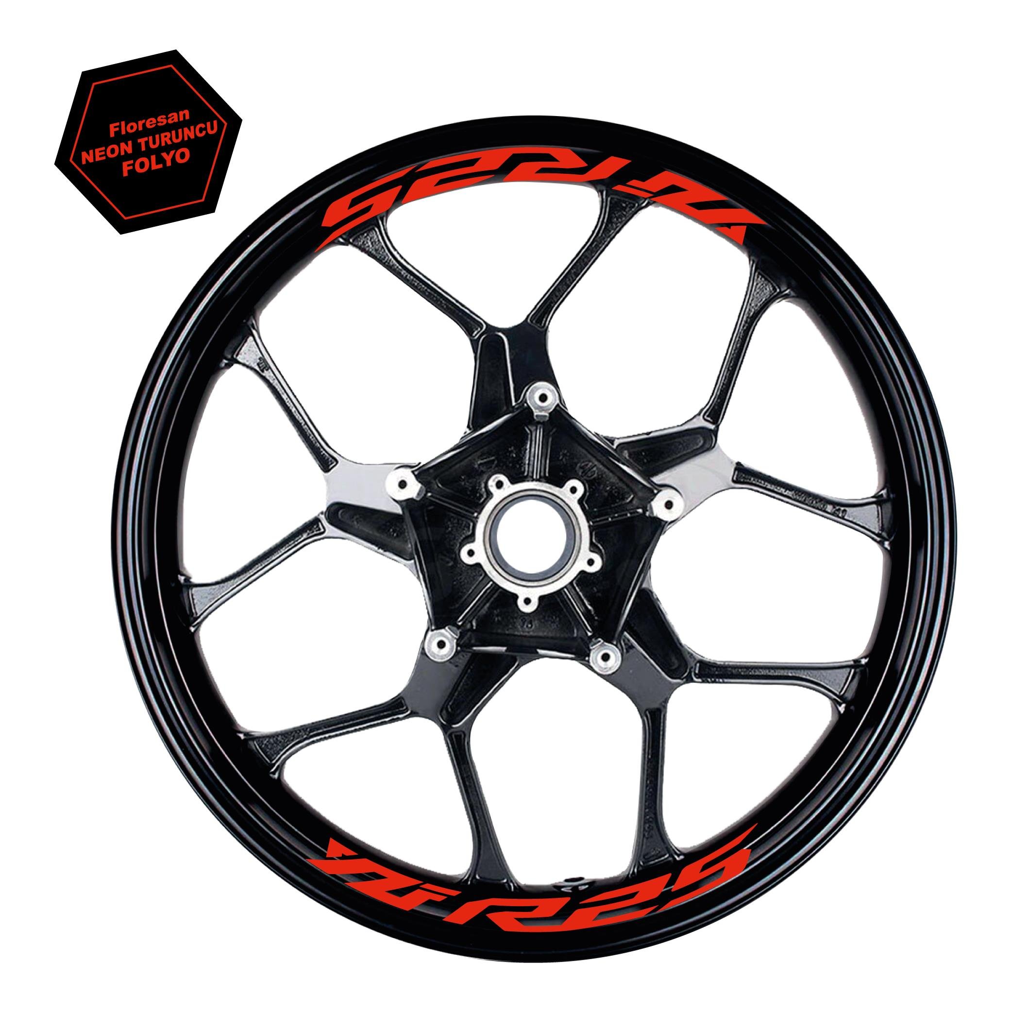 MARKA & MODEL Yamaha Yzf R25 Yazılı 8Li Jant İçi Yazı Sticker Etiket Neon Turuncu
