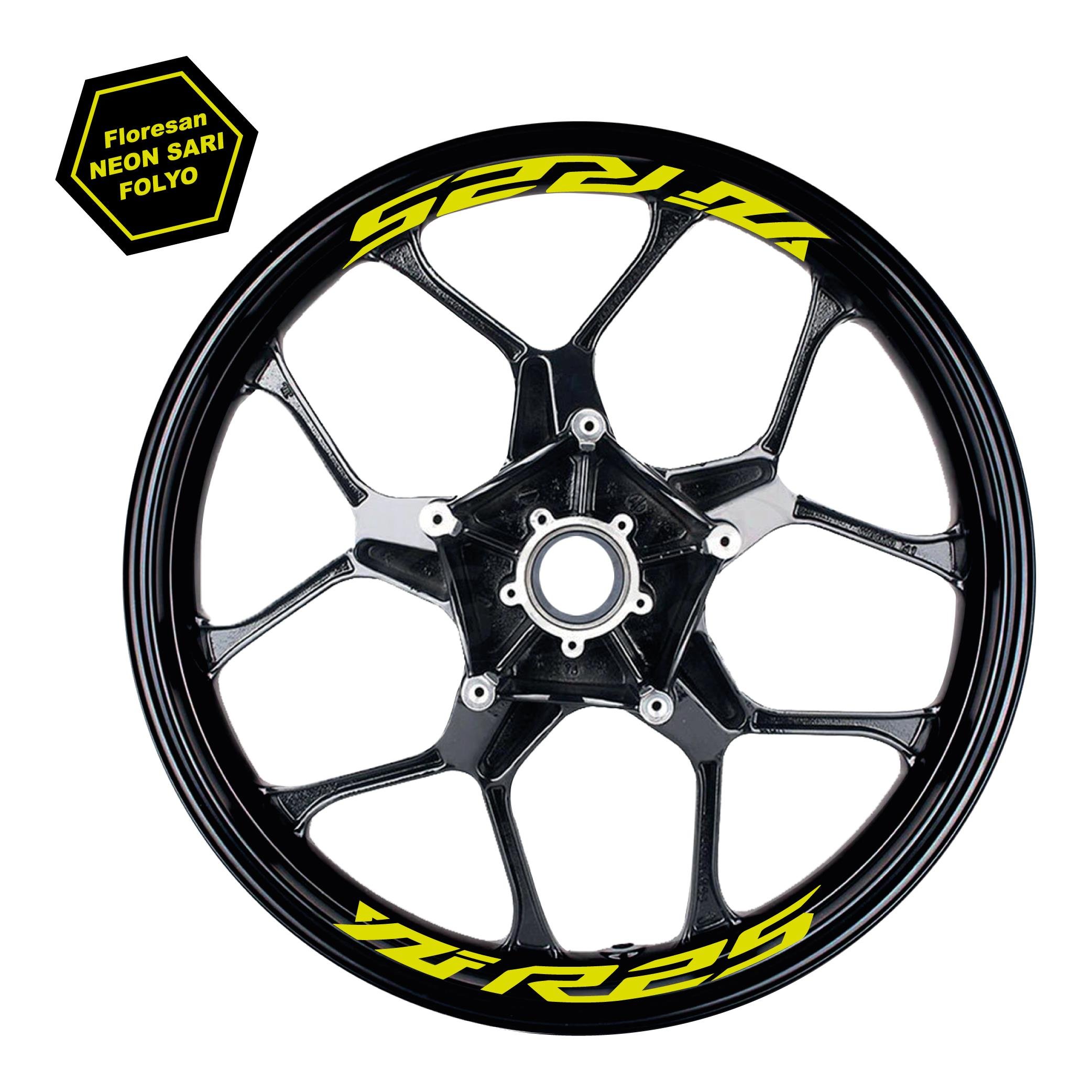 MARKA & MODEL Yamaha Yzf R25 Yazılı 8Li Jant İçi Yazı Sticker Etiket Neon Sarı