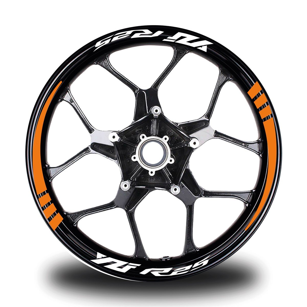 Yamaha YZF R25 Yazılı Neon Turuncu Takım Jant Sticker Modeli