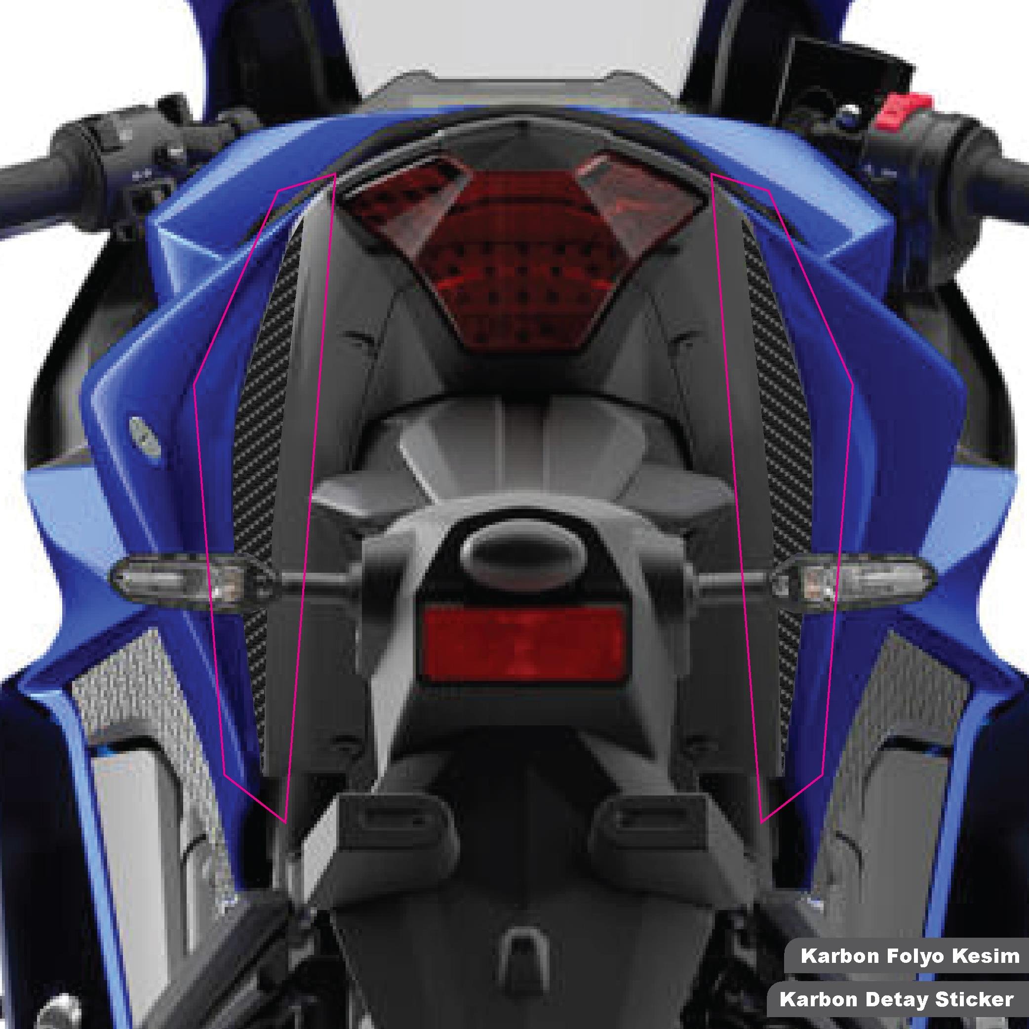 R25YAMAHA YZF-R25 / YZF-R3 Arka Kuyruk Altı Karbon Sticker Etiket Modeli