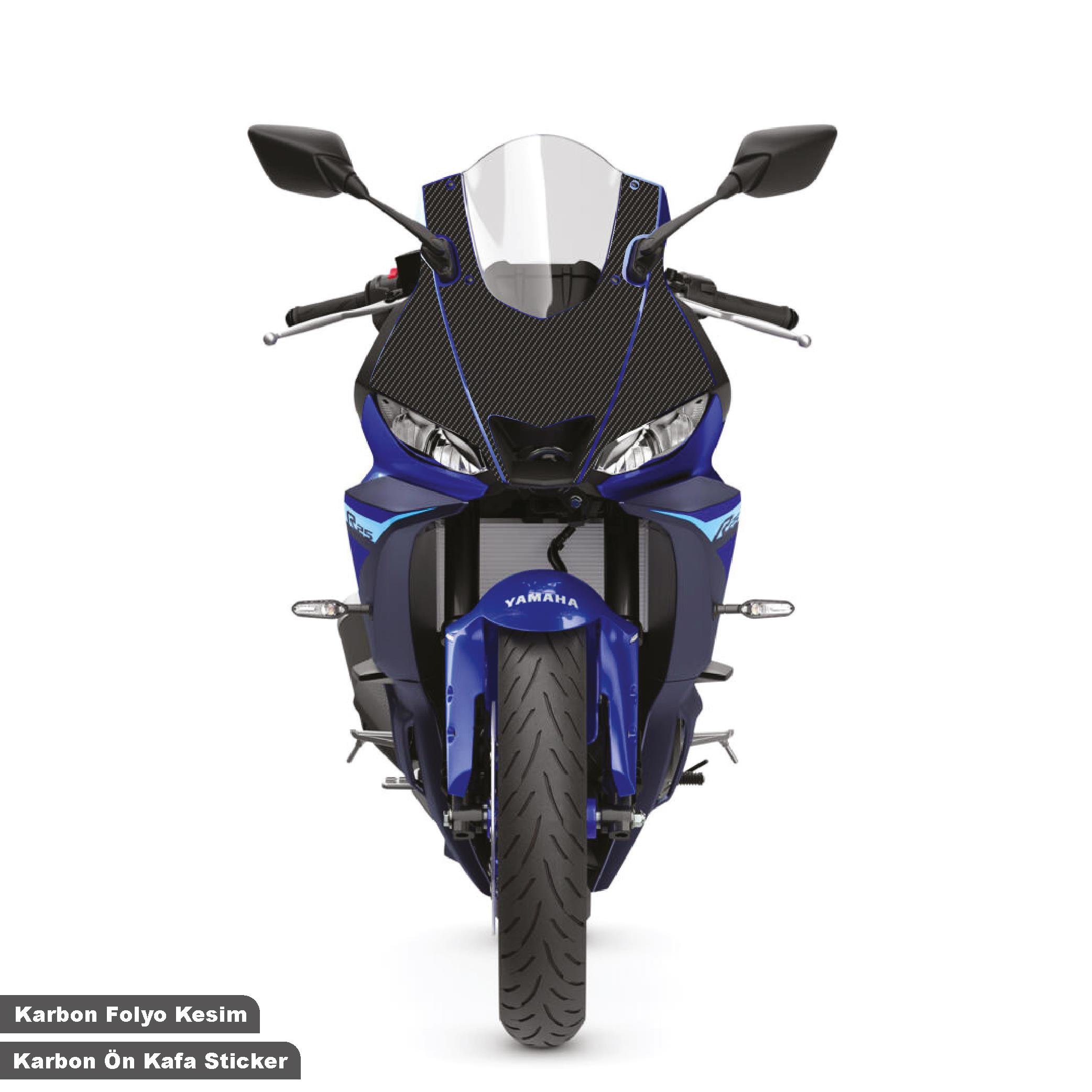 R25YAMAHA YZF-R25 / YZF-R3 Ön Kafa Karbon Sticker Etiket Modeli