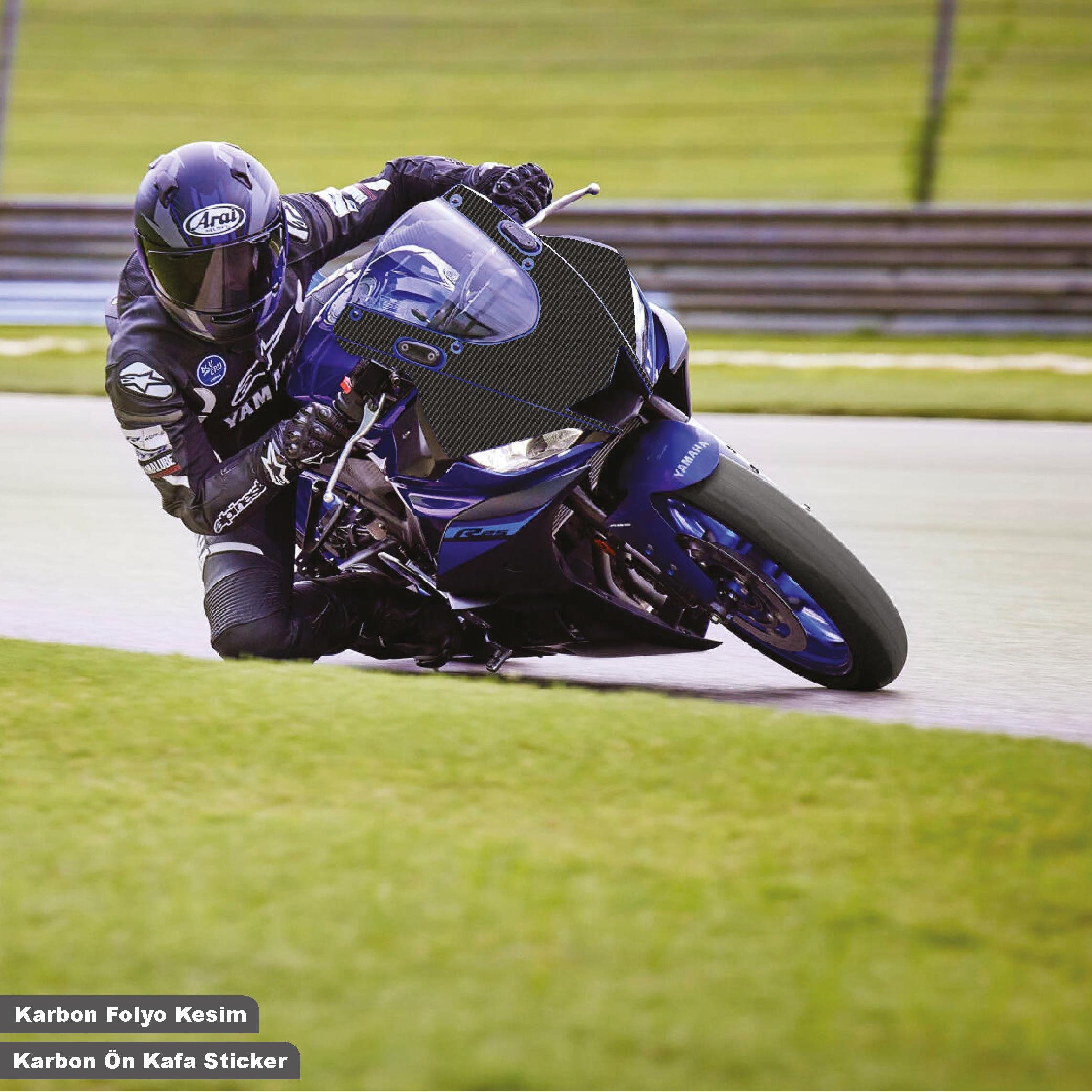 R25YAMAHA YZF-R25 / YZF-R3 Ön Kafa Karbon Sticker Etiket Modeli