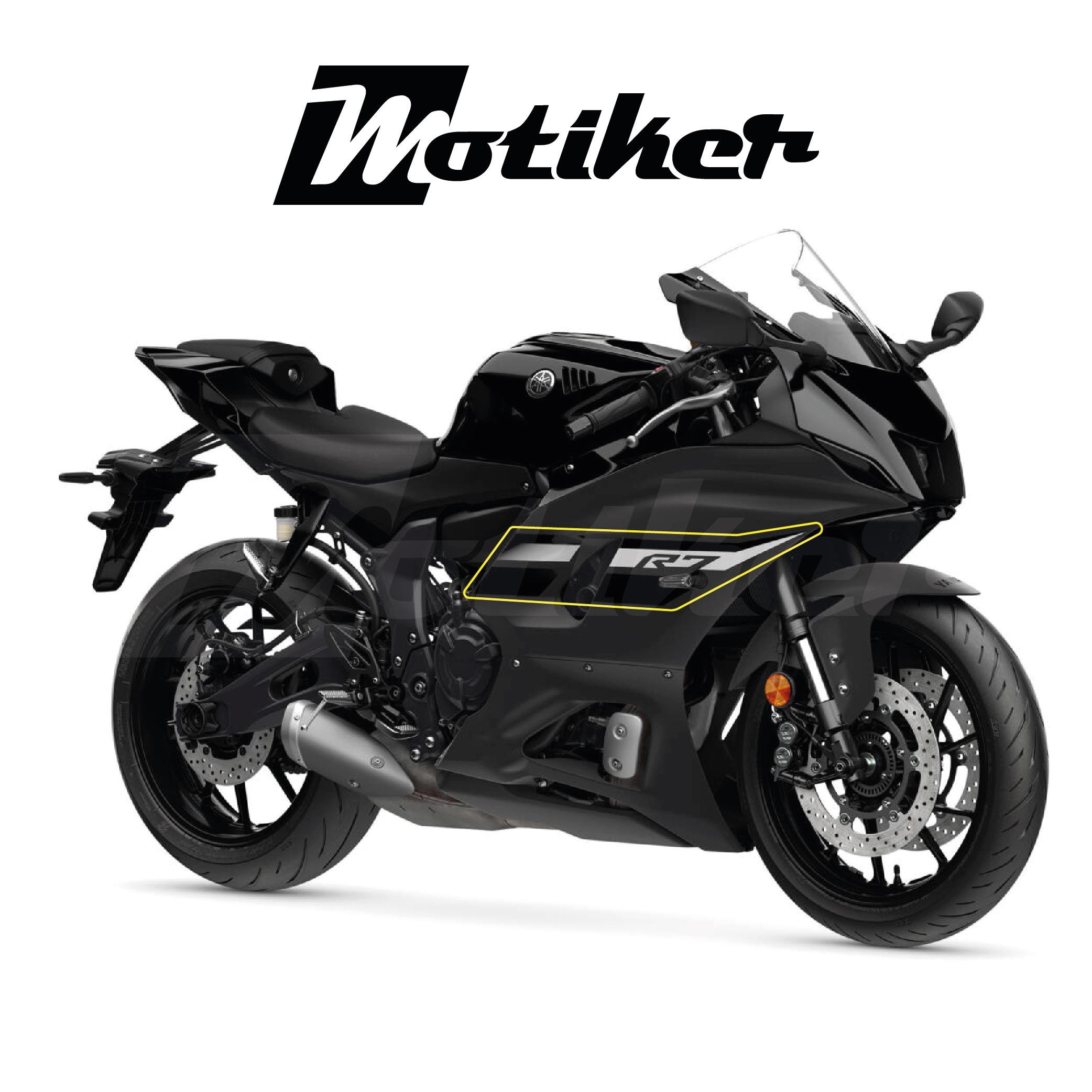 YZF R7YAMAHA YZF-R7 Yan Sağ Sol Grenaj Sticker Seti Orijinal Tasarım Etiket Modeli Siyah Renk
