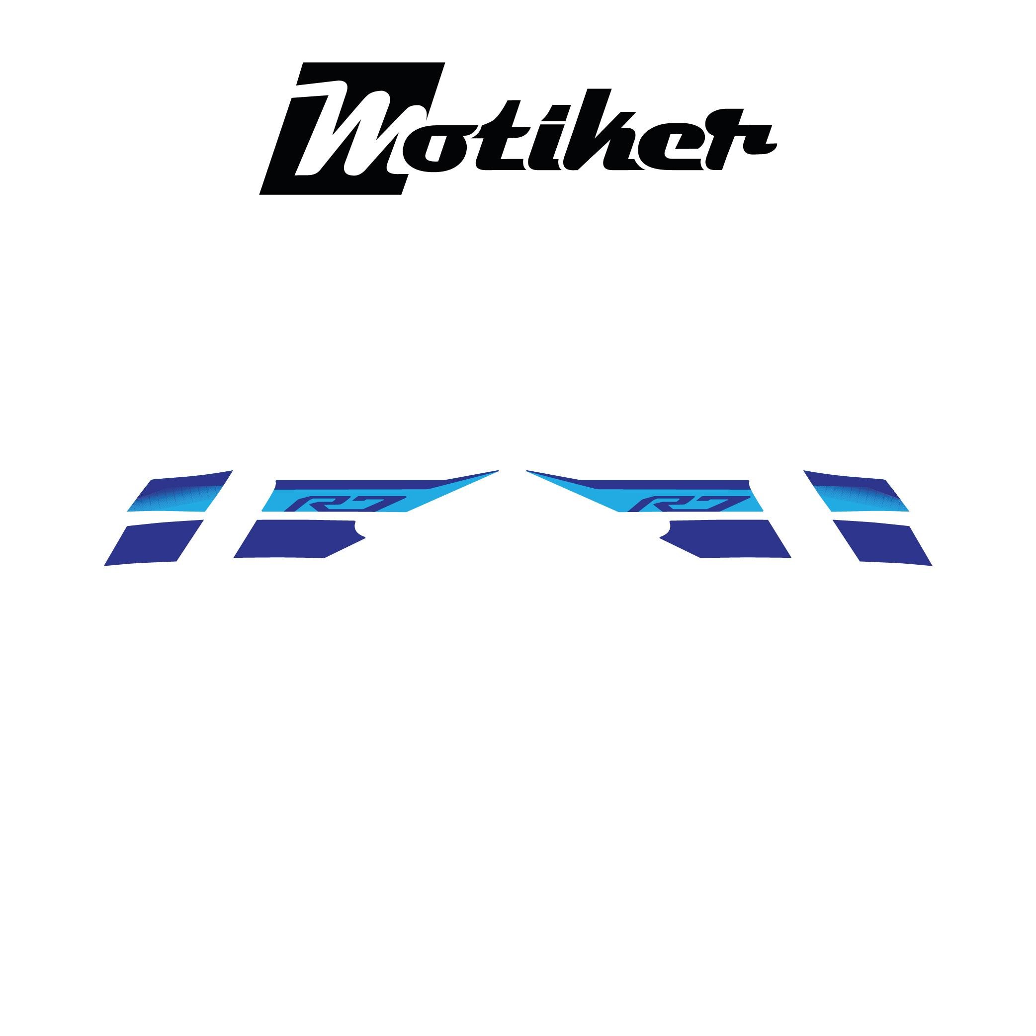 YZF R7YAMAHA YZF-R7 Yan Sağ Sol Grenaj Sticker Seti Orijinal Tasarım Etiket Modeli Mavi Renk