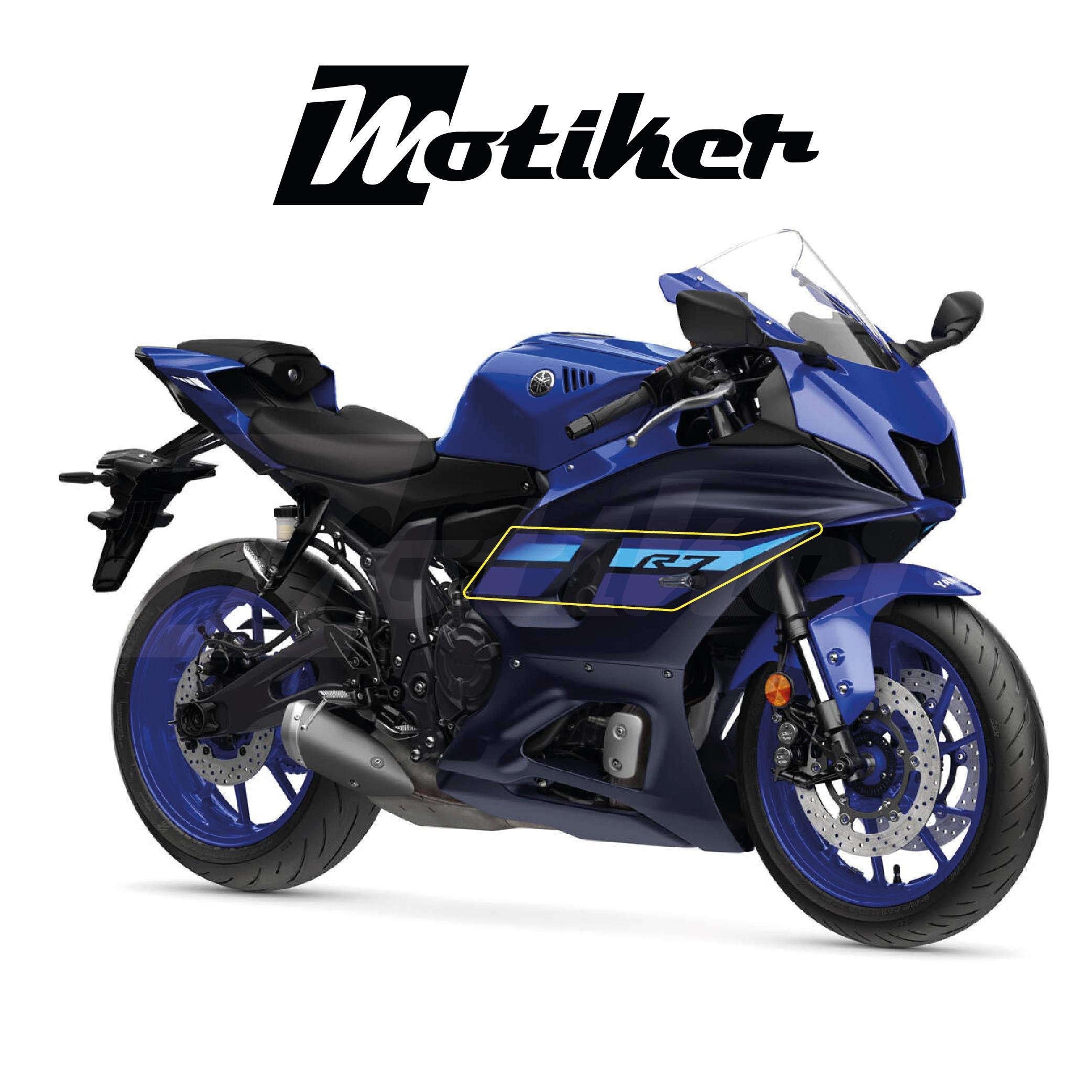 YZF R7YAMAHA YZF-R7 Yan Sağ Sol Grenaj Sticker Seti Orijinal Tasarım Etiket Modeli Mavi Renk