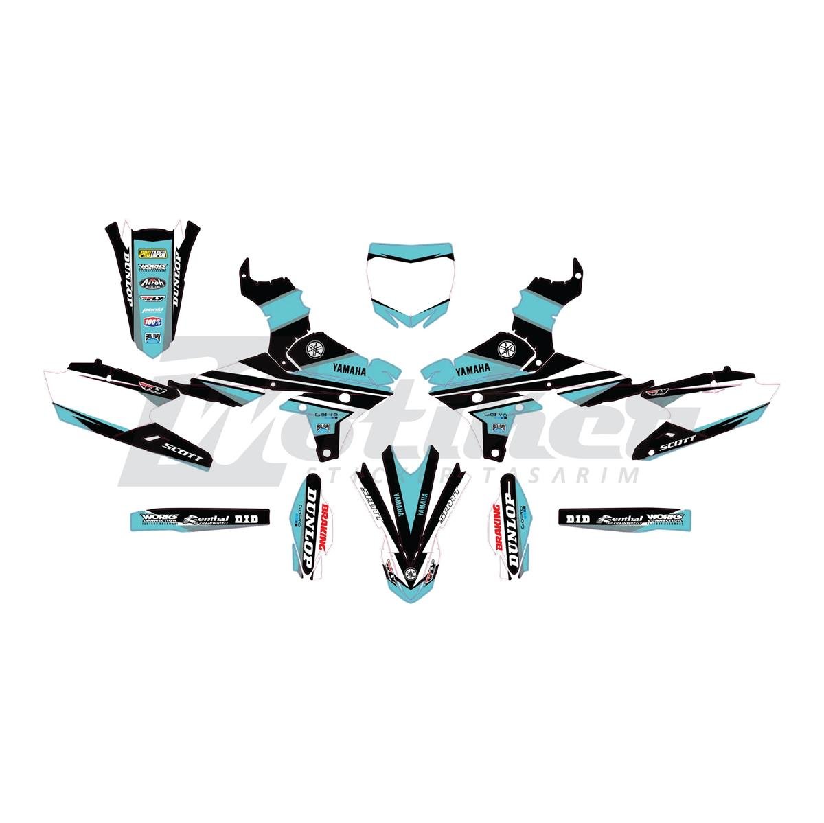 Yamaha YZF250 Blue Sticker Etiket Modeli 2014-2018 