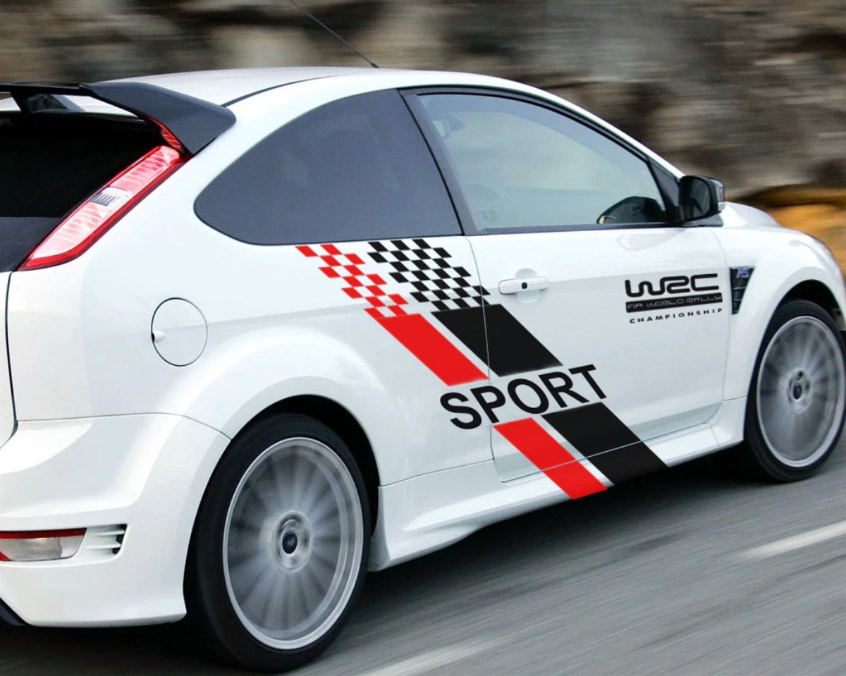 Yan Kapı Sport yazılı Desenli Uzun Sticker Etiket Modeli