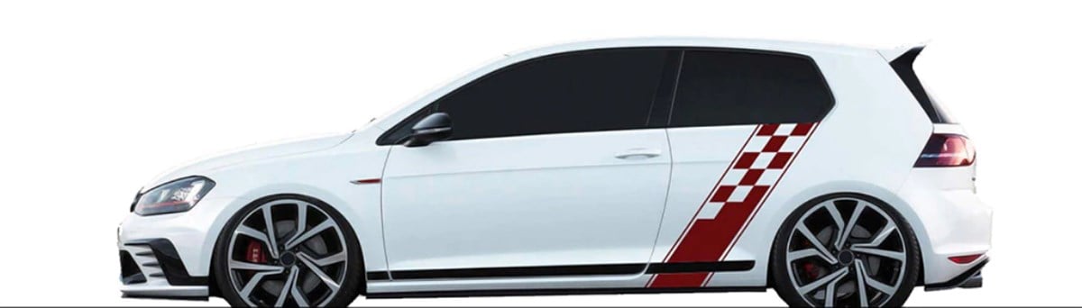 Yan Kapı Yarış Bayrak Desenli Sticker Etiket Modeli