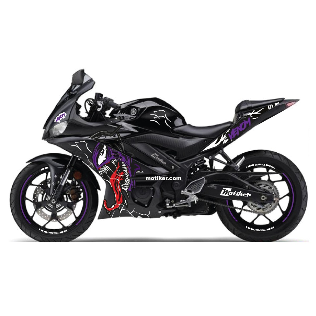 YZF-R 25 Venom Tasarım Mor renk Sticker 