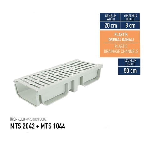 20 Cm Plastik Kanal Izgarası 20x8