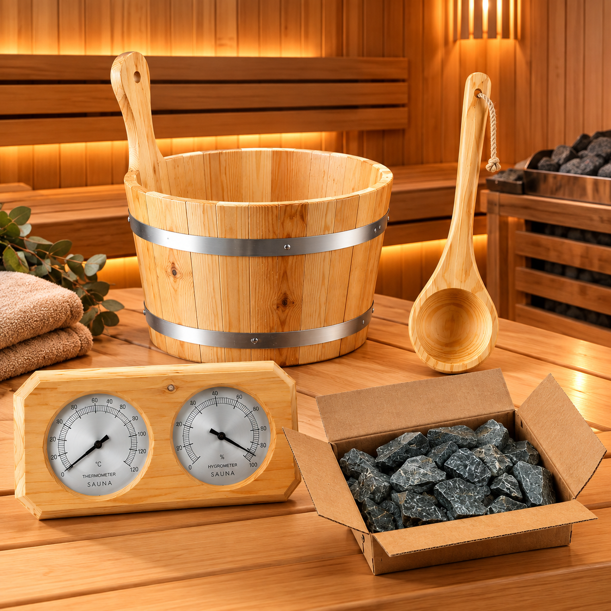 Ahşap Sauna Aksesuar Seti