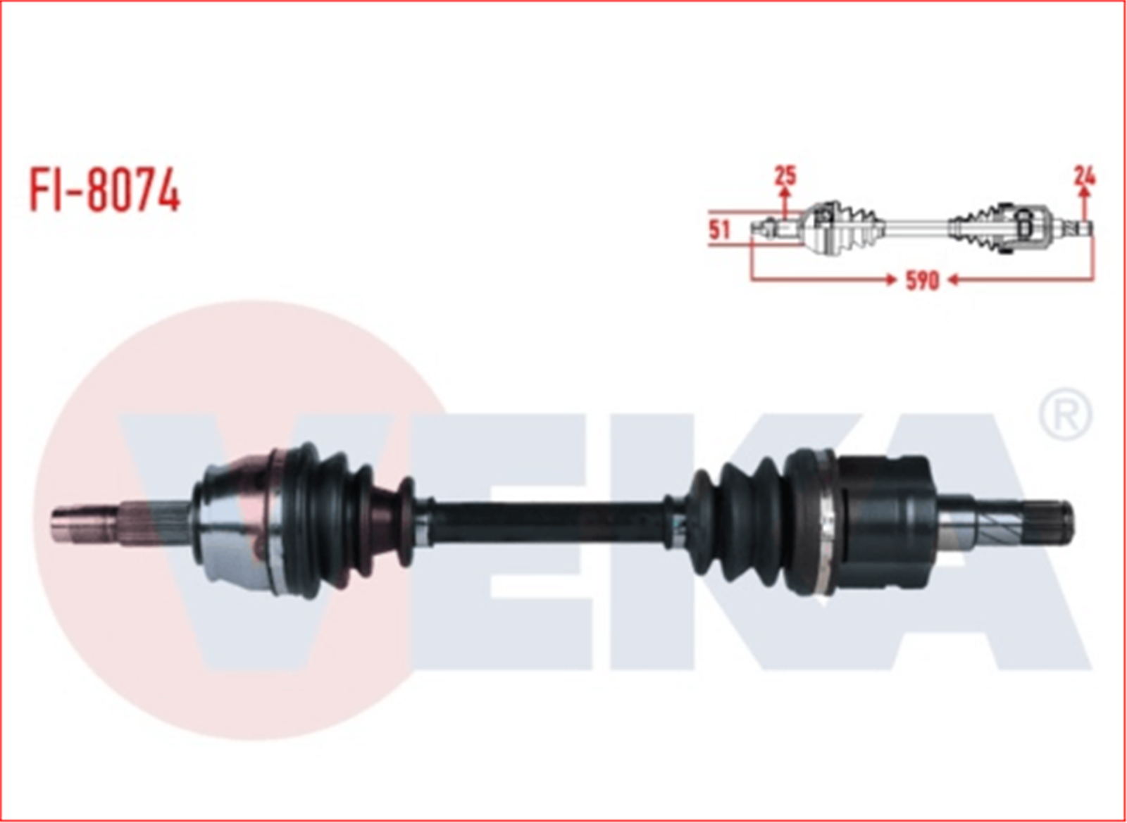 46308521V - (FI-8074)AKS MILI KOMPLE(SOL)IC LALESI TAKILI(407)1.3 FIORINO(DS-FI069)-VEKA-FIAT / VEKA