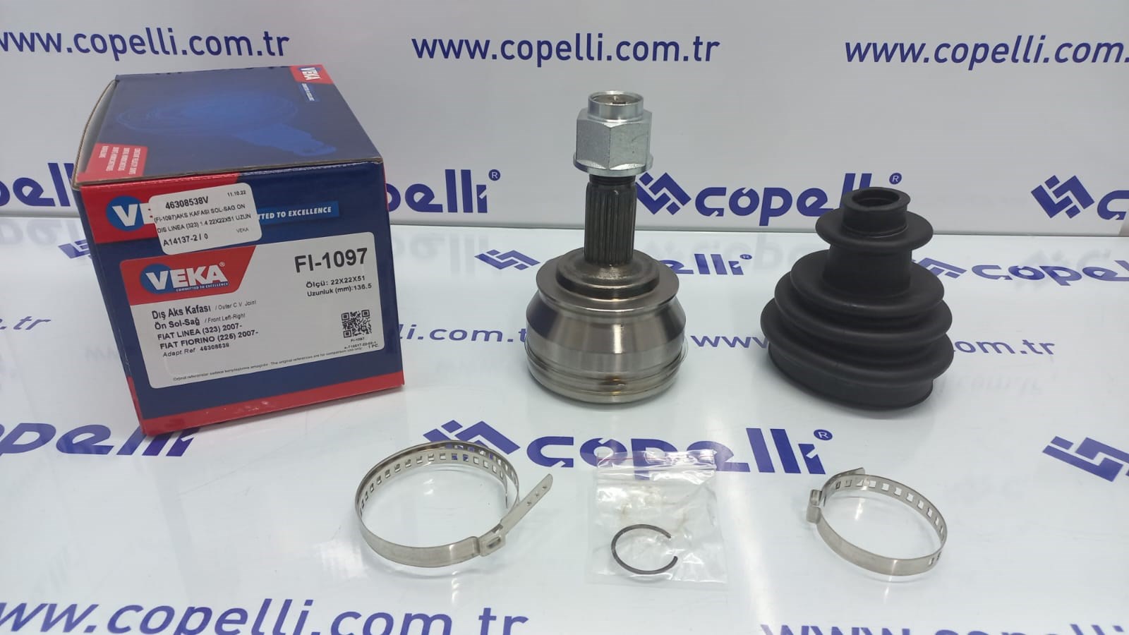 46308538V - (FI-1097)AKS KAFASI SOL-SAG ON DIS LINEA (323) 1.4 22X22X51 UZUNLUK 136,5 mm 2007- / VEKA