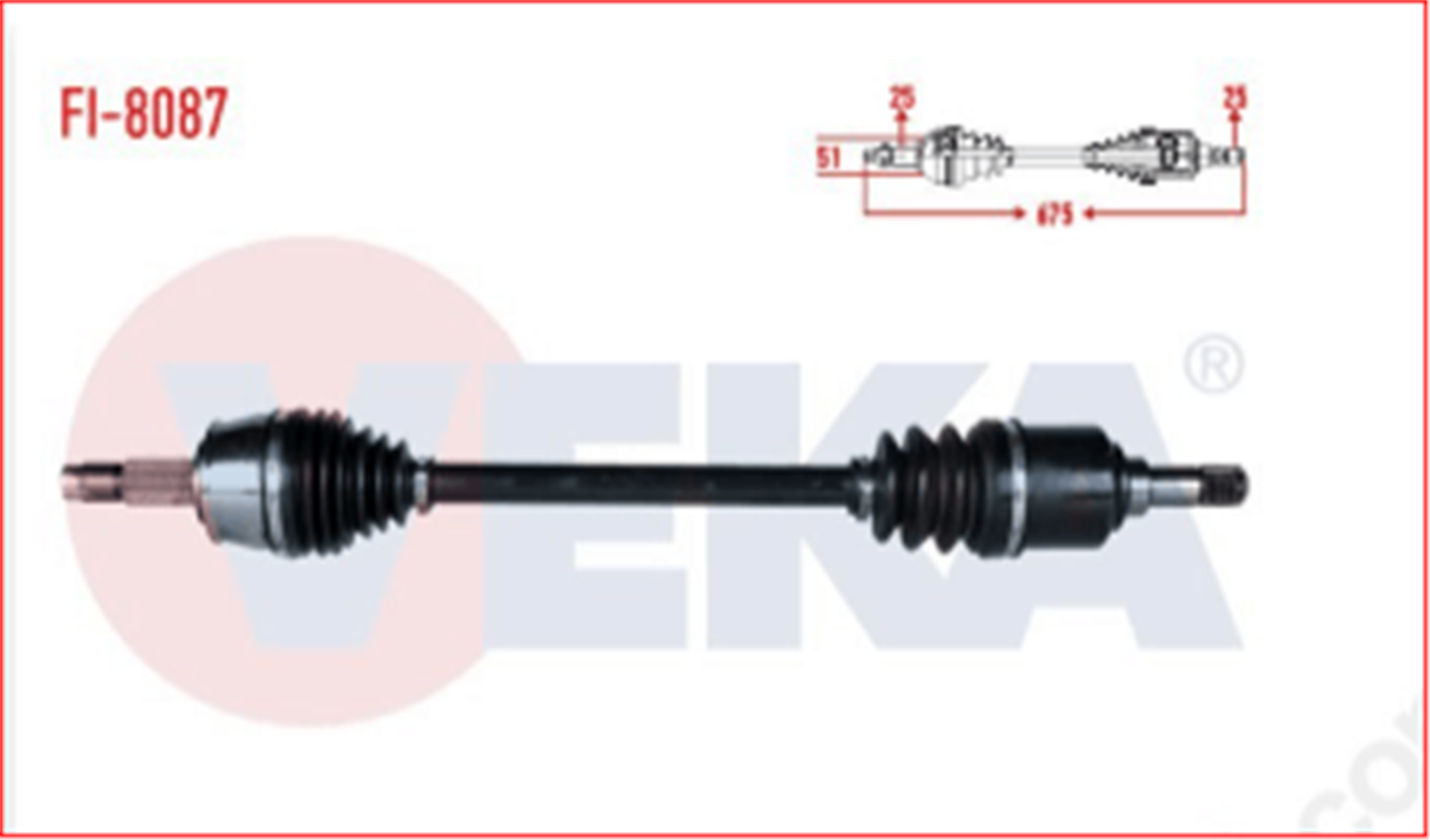 52062144V - (FI-8087)KOMPLE AKS SOL ON (IC AKS KAFASI TAKILI) EGEA 1.4 16v M-T UZUNLUK 675mm 2015- (DS-FI078)-VEKA-FIAT / VEKA