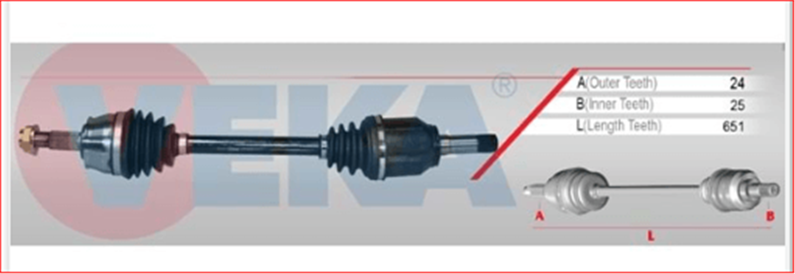 52068573V - (FI-8076)KOMPLE AKS SOL ON (IC AKS KAFASI TAKILI) FIAT EGEA 1.3 MJT M-T 953MM 2015-(DS-FI071)-VEKA-FIAT / VEKA