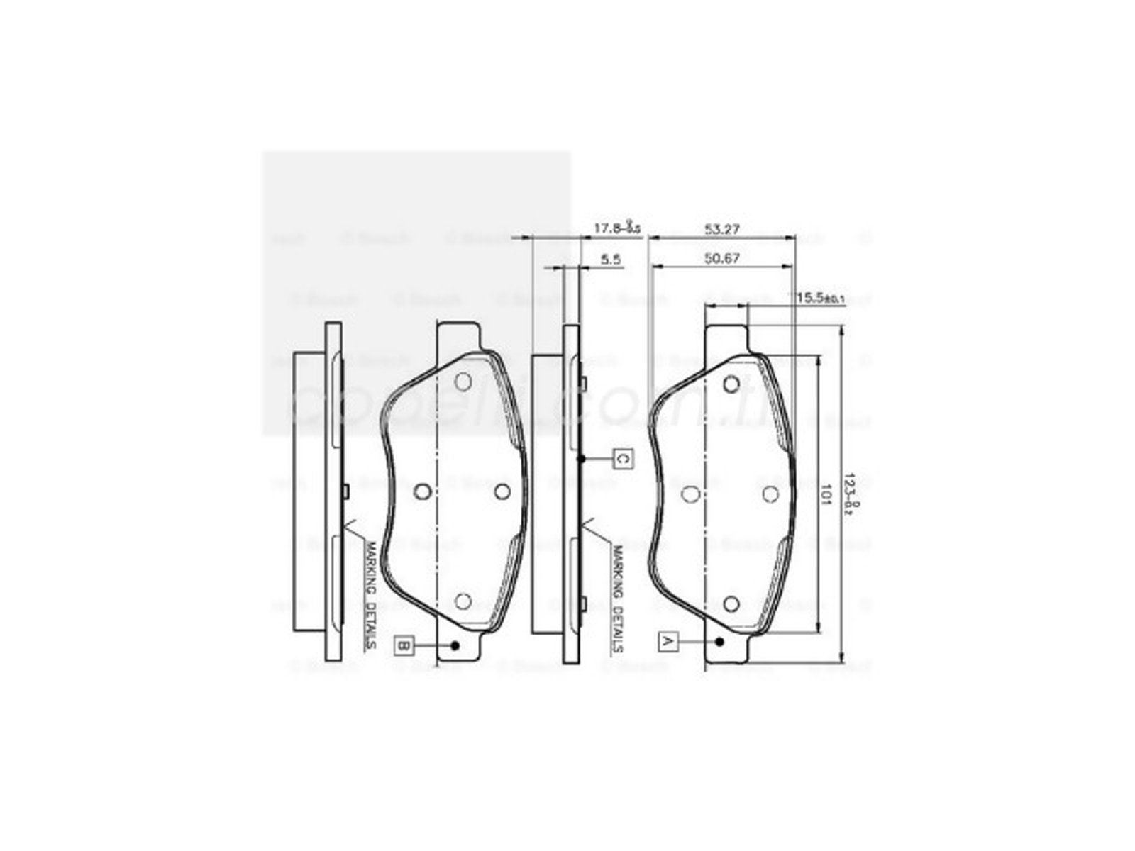98845078B - (0986TB2835) FREN BALATASI ON ALBEA 1.2 1.3 JTD 1.6 03- / BOSCH