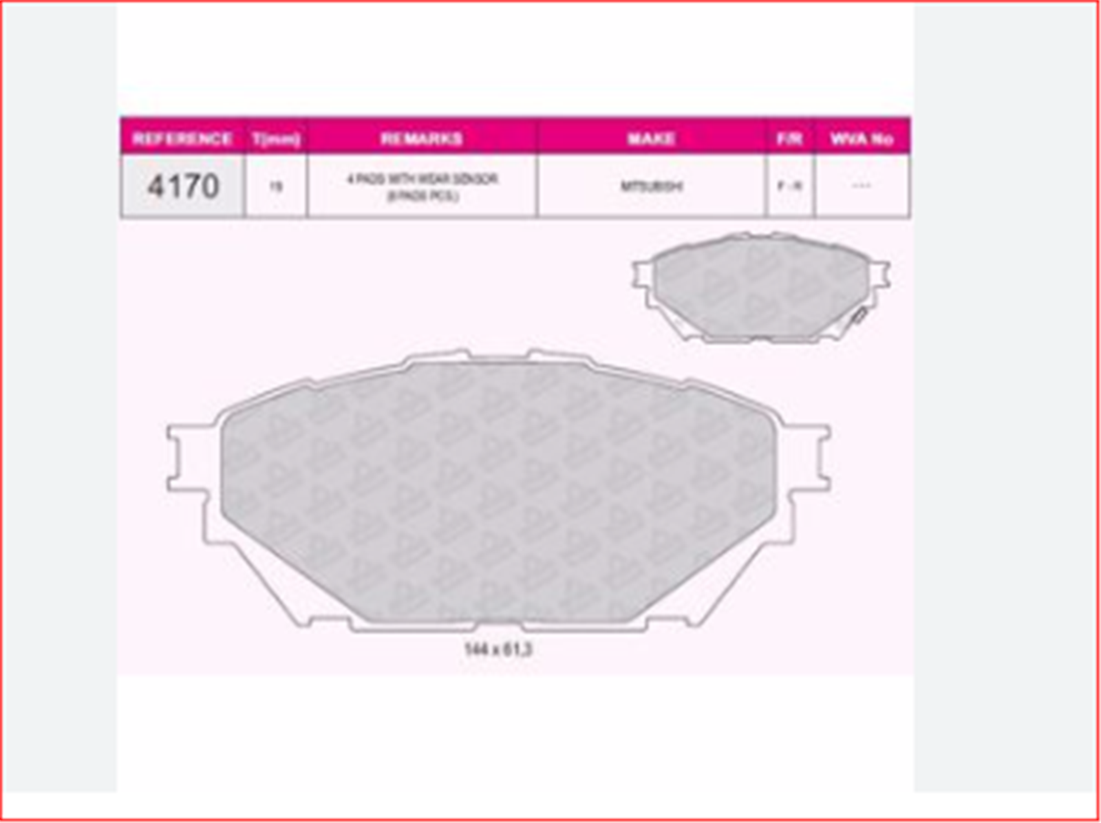 QCB-4170 - ON BALATA TK. MITSUBISHI CANTER EURO5 2012 ON DISK-CARBRAKE-MITSUBIS / CARBRAKE