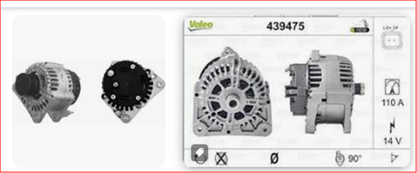 439475 - ALTERNATOR CLIO II 1.5DCI-MEGANE 1.4 1.6 1.5DCI (2310000Q2H,2310000QBA,2310000QBK,23100BN700,23100BN-VALEO-RENAULT / VALEO