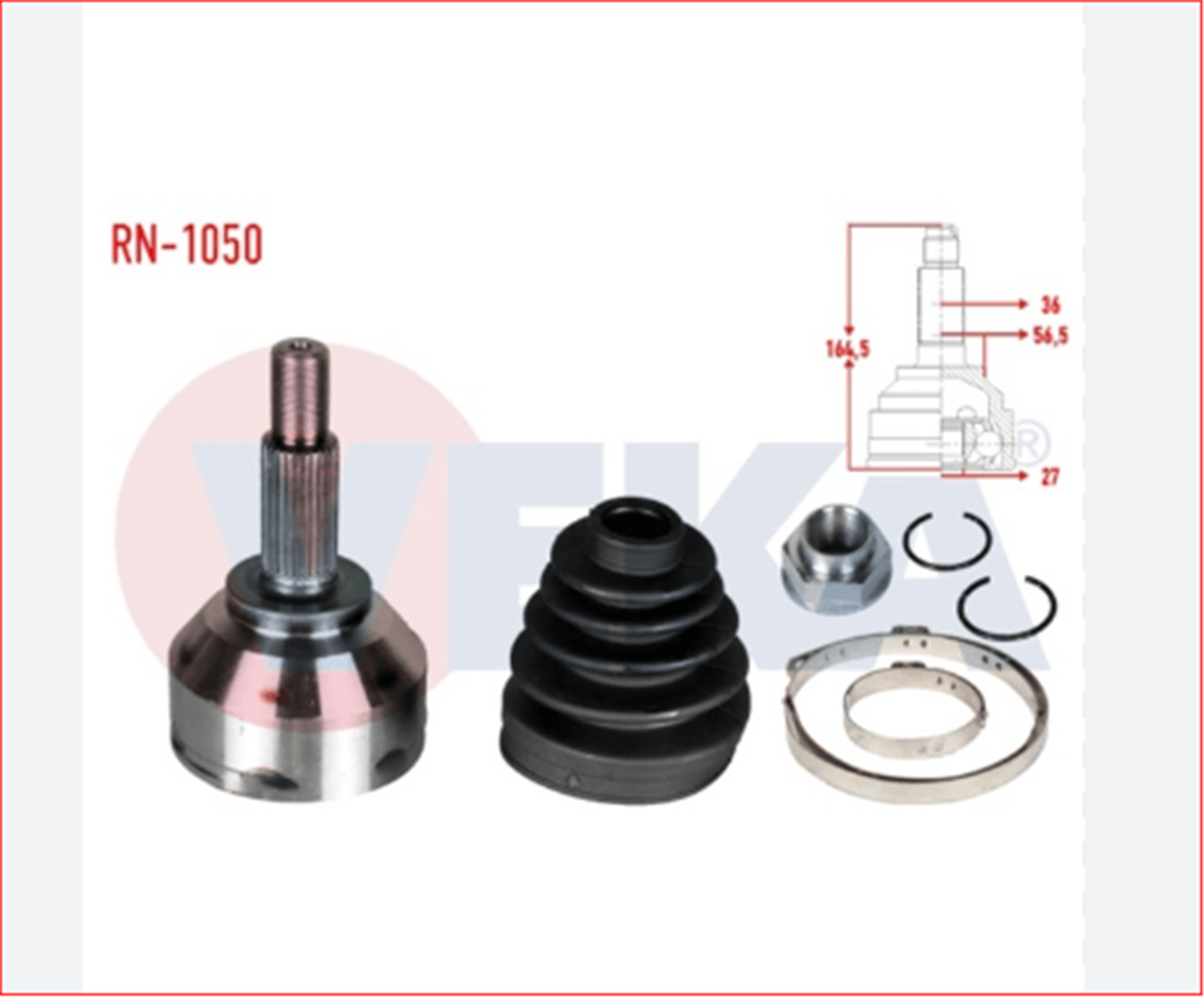 RN-1050 - AKS KAFASI SOL-SAG ON DIS TRAFIC II (FL) 2.0 DCI 27X36X56,50 UZUNLUK 164,50mm 2001-2014-VEKA-RENAULT / VEKA