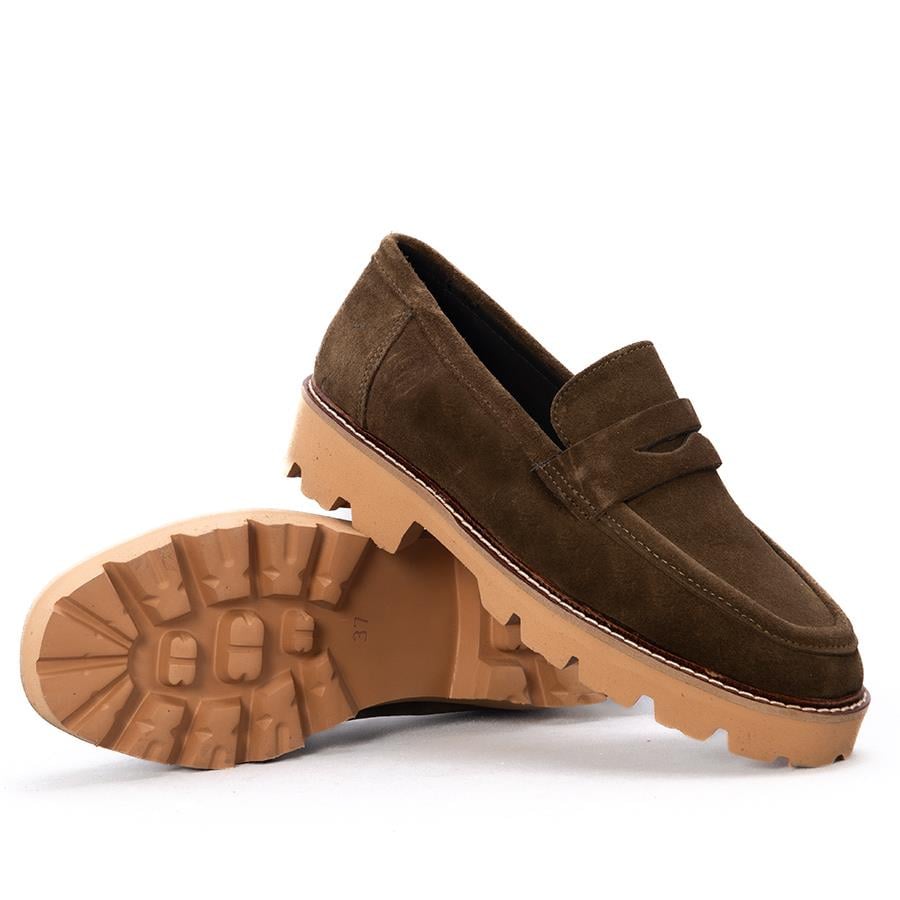 Gusse Adela Kadın Hakıkı Süet Deri Loafer  Ayakkabı 141209-2