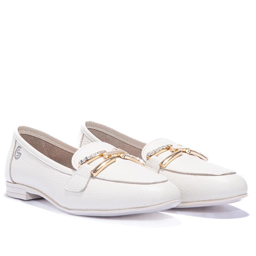 Gusse Vittora Kadın Hakiki Taş İşlemeli Deri Babet 25020