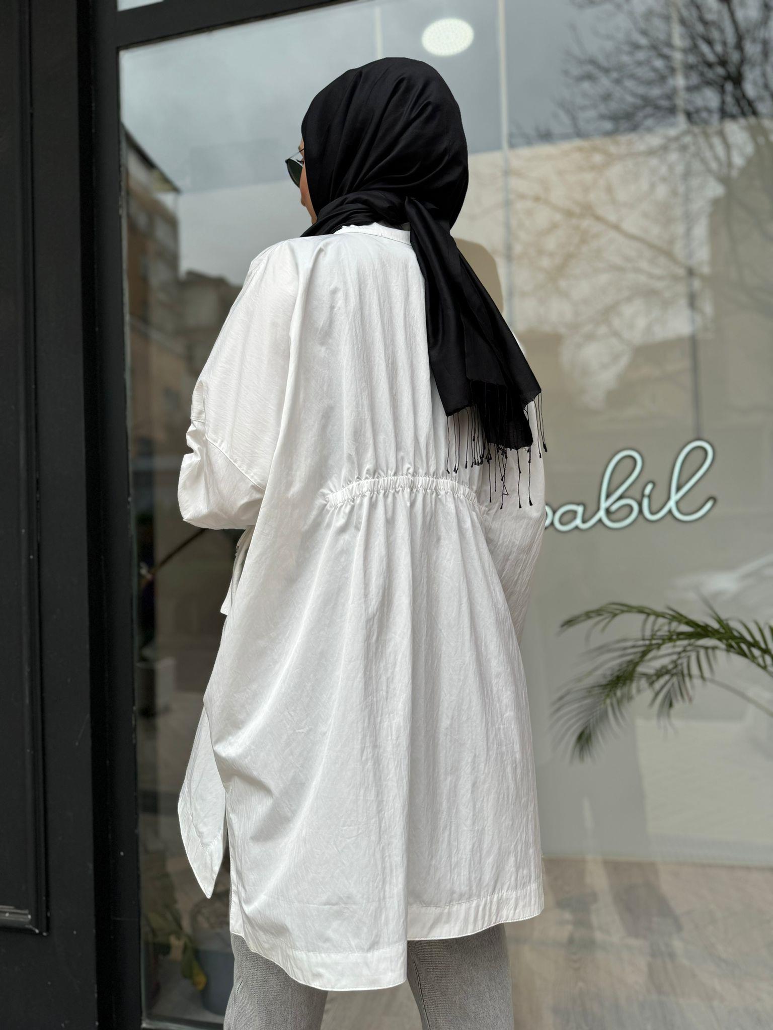 Almarwah Beli Sıkmalı Fermuarlı Kap Beyaz 404819