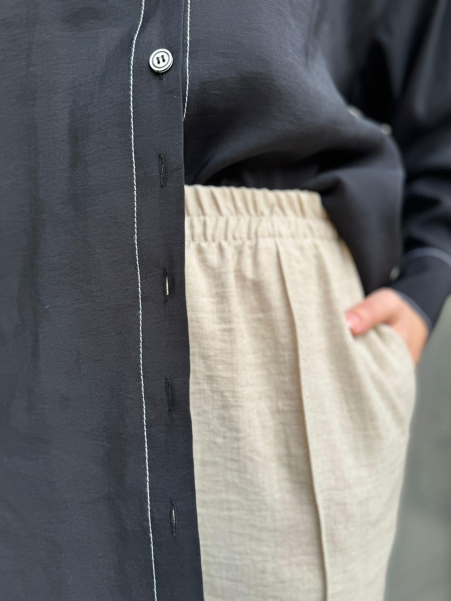 Almarwah Bol Paça Pantolon Bej 606043