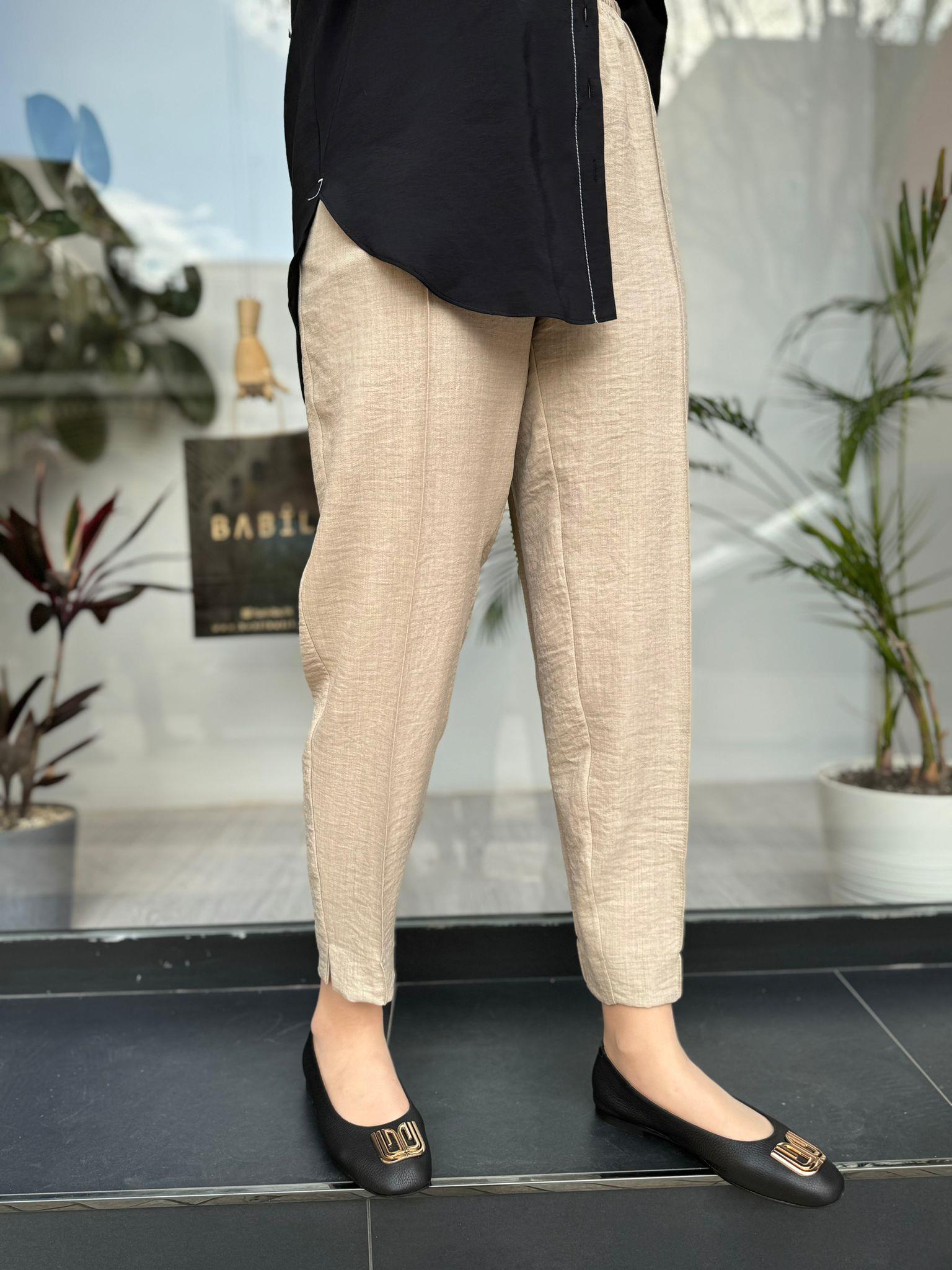 Almarwah Bol Paça Pantolon Bej 606043