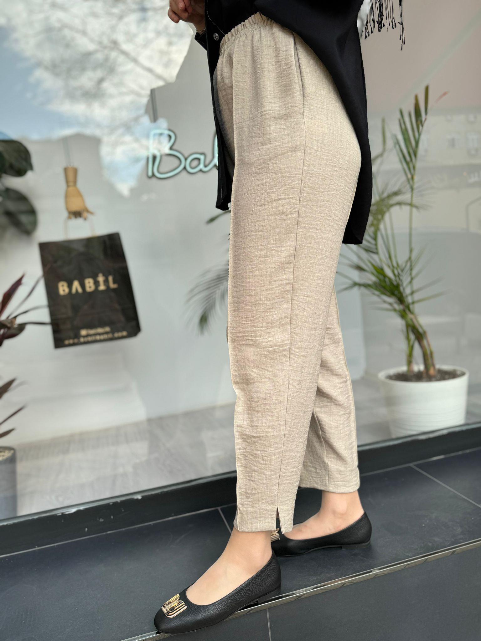 Almarwah Bol Paça Pantolon Bej 606043