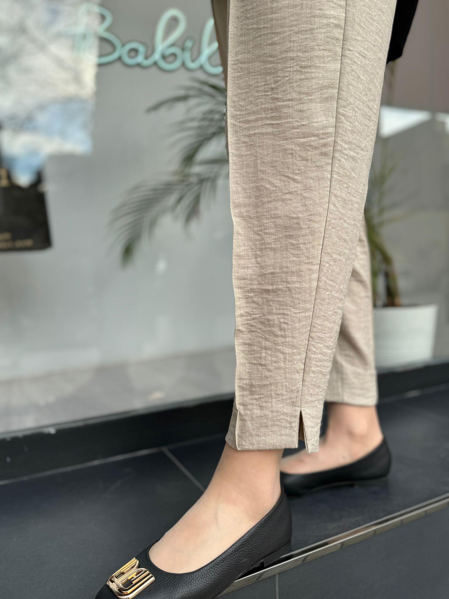Almarwah Bol Paça Pantolon Bej 606043