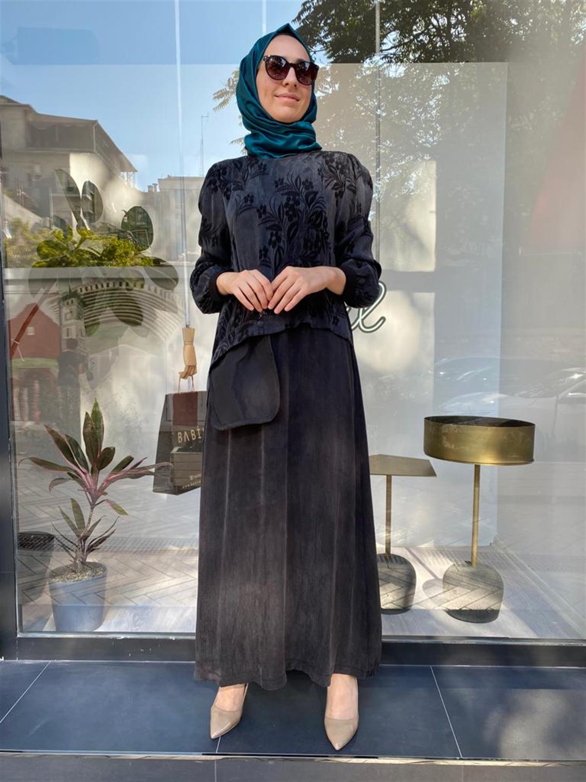 Almarwah Cep Detaylı İpek Elbise 303699