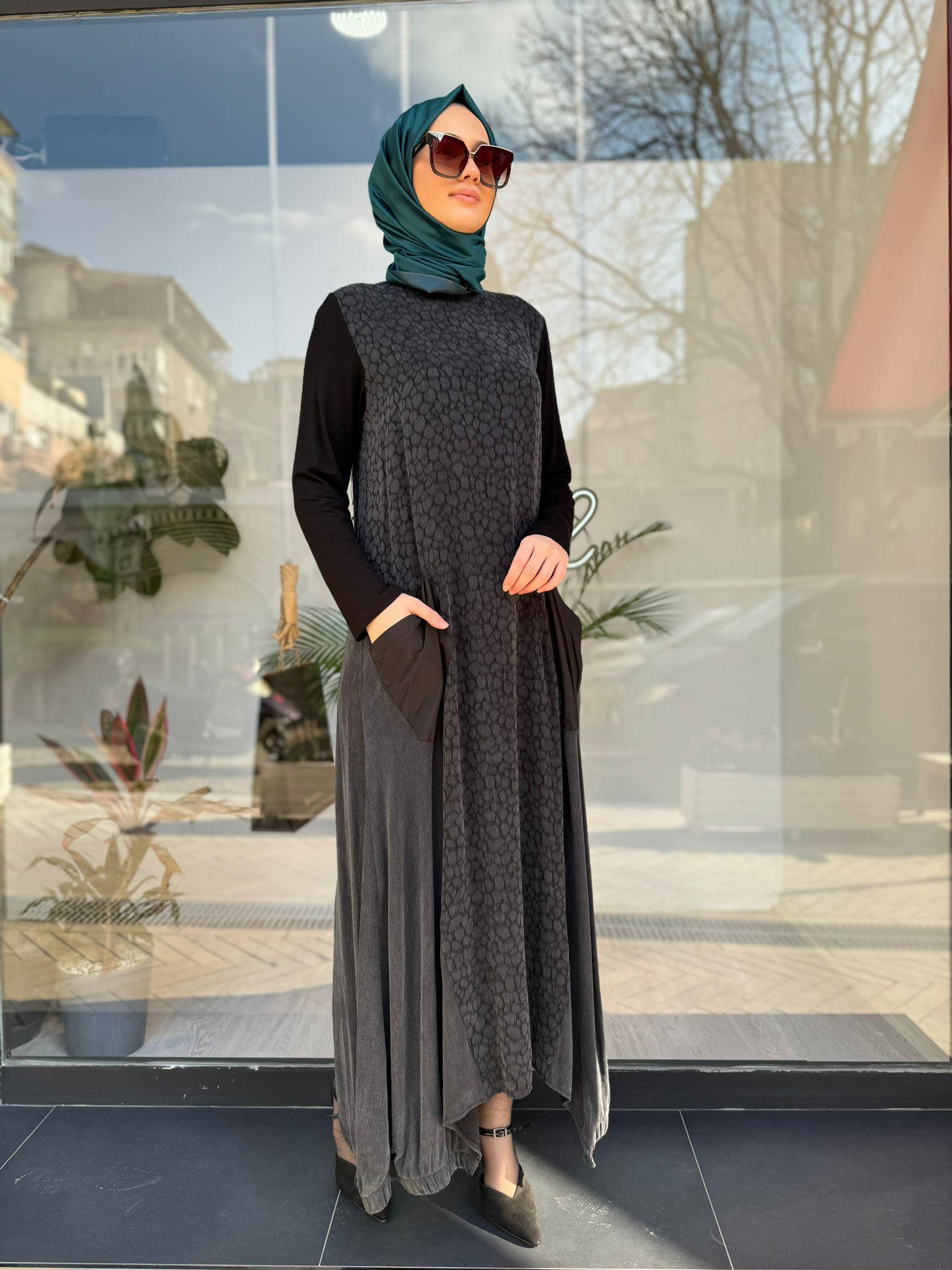 Almarwah Cepli Cupro Elbise Siyah 303680