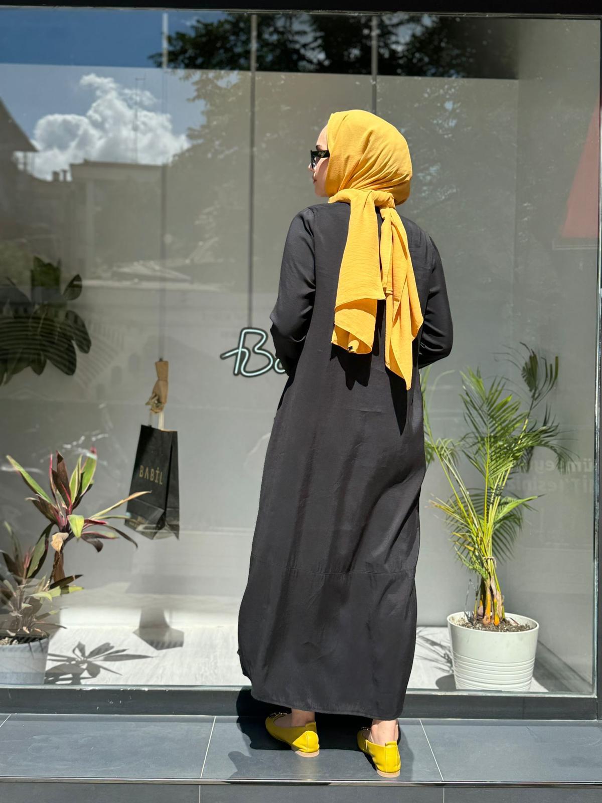 Almarwah Cepli Geniş Kesim Elbise Siyah 303767