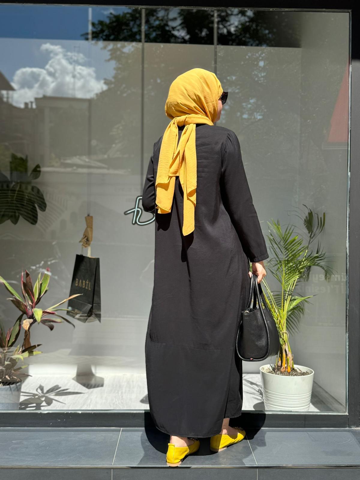 Almarwah Cepli Geniş Kesim Elbise Siyah 303767