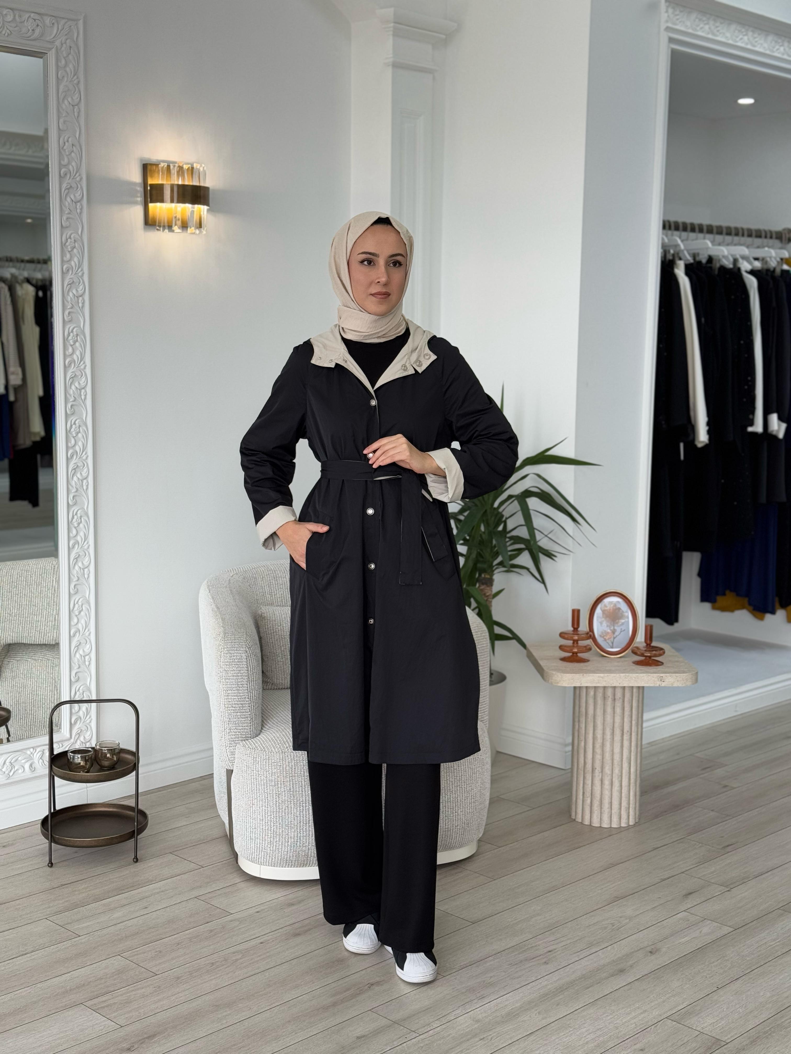 Almarwah Çift Taraflı Kap Siyah Bej 404928