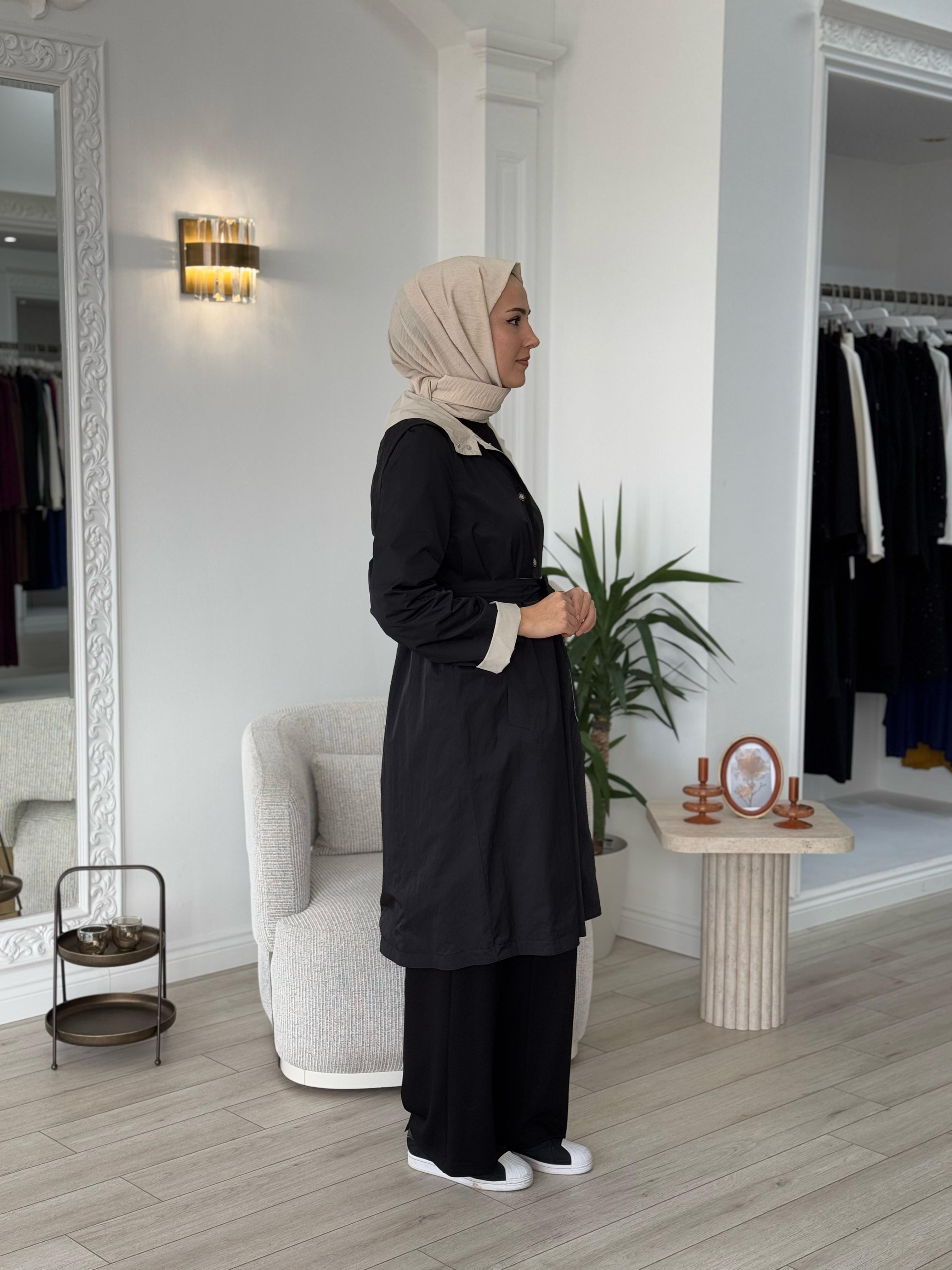 Almarwah Çift Taraflı Kap Siyah Bej 404928