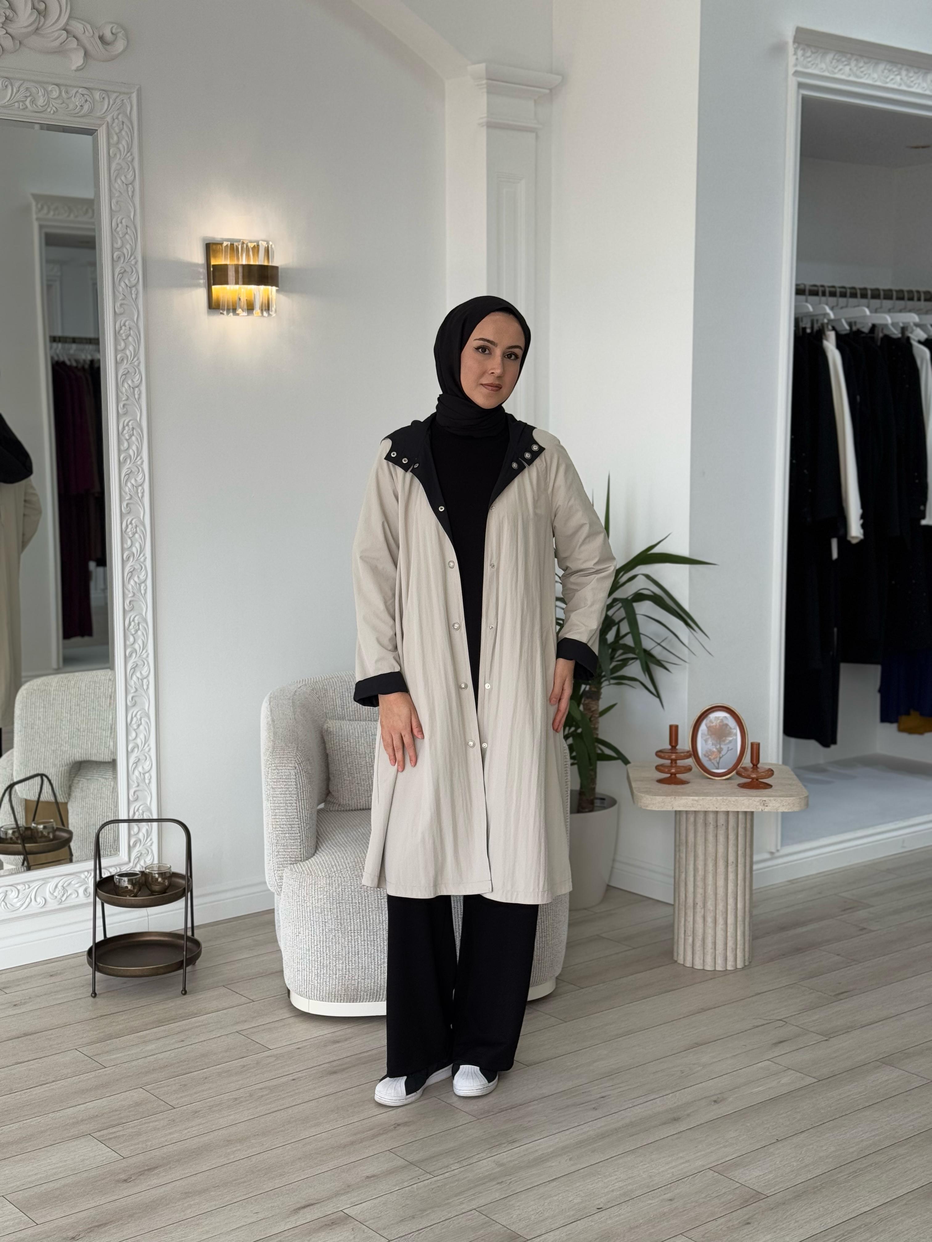 Almarwah Çift Taraflı Kap Siyah Bej 404928
