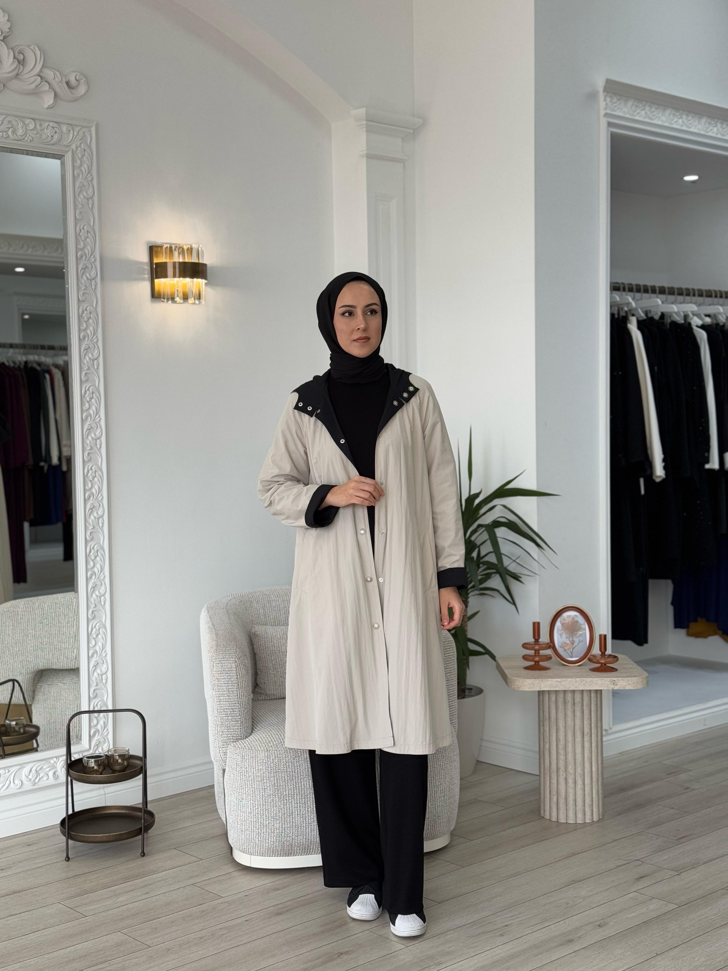 Almarwah Çift Taraflı Kap Siyah Bej 404928