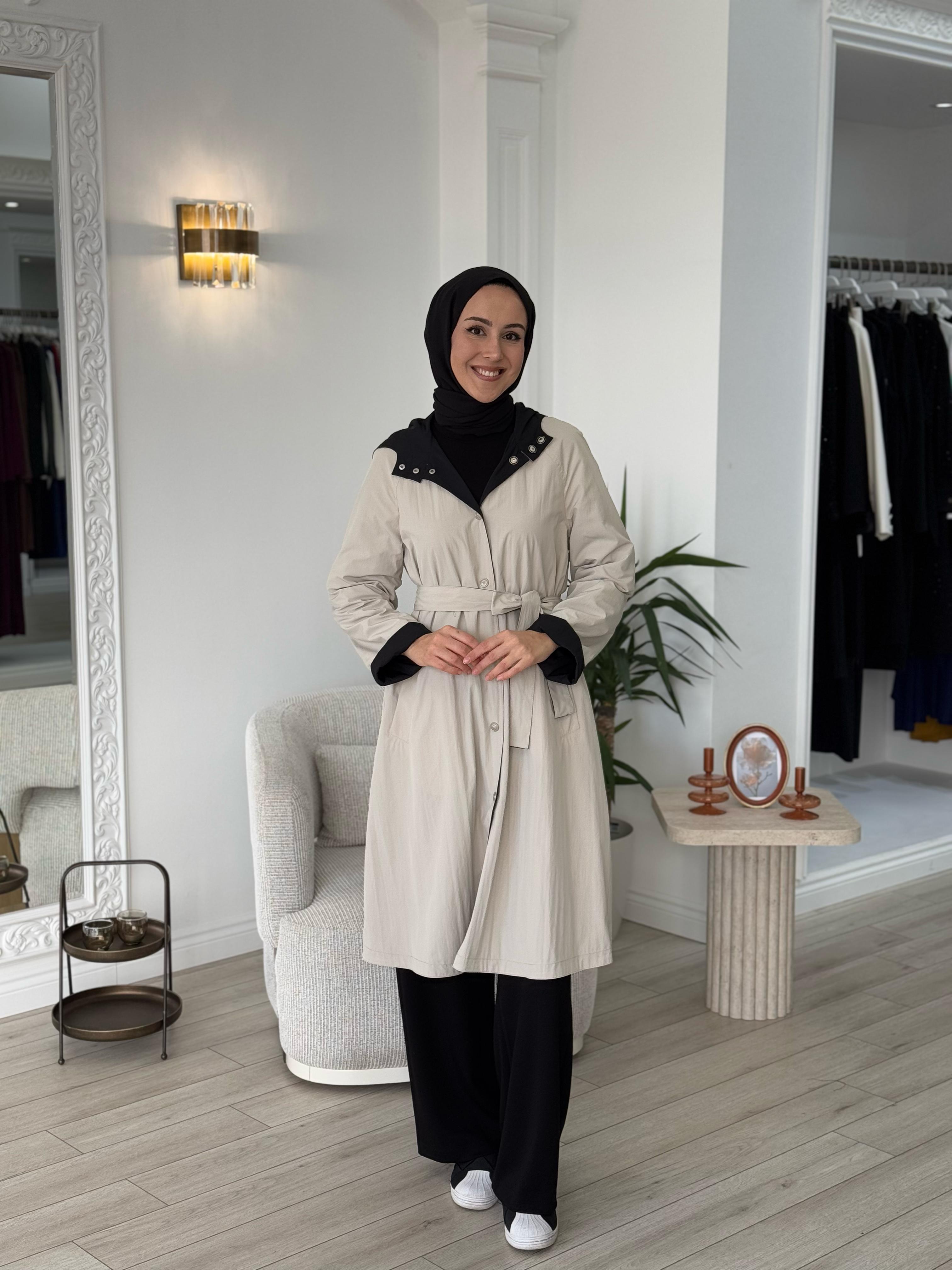 Almarwah Çift Taraflı Kap Siyah Bej 404928
