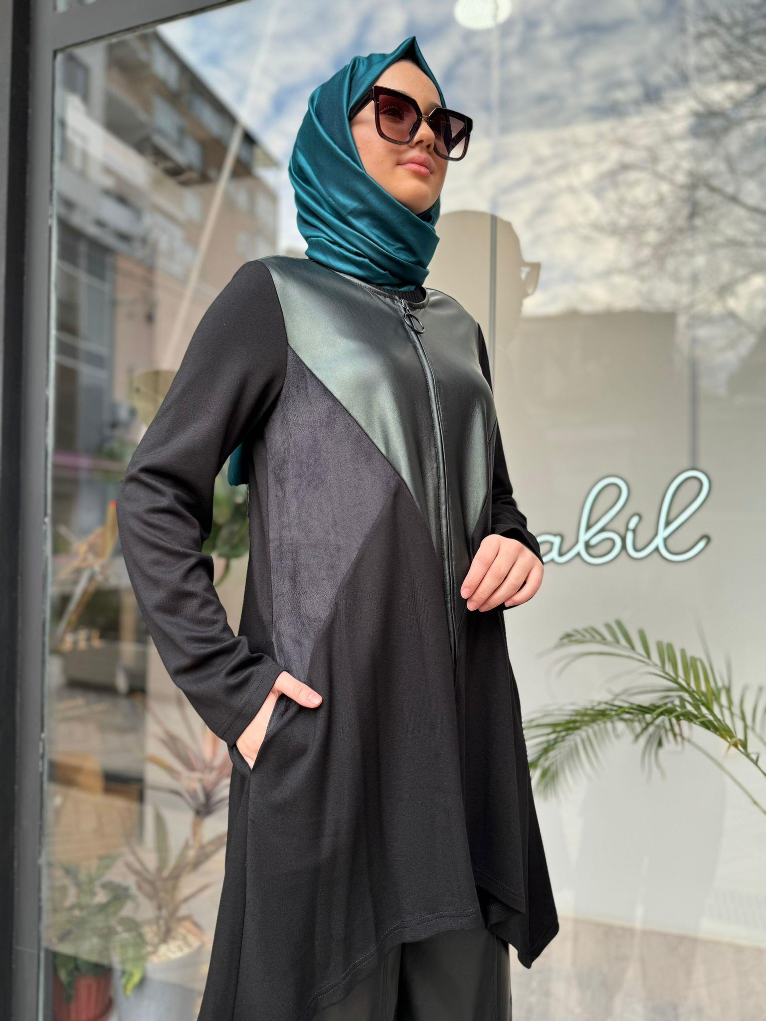 Almarwah Deri Detaylı Kap Siyah 404701