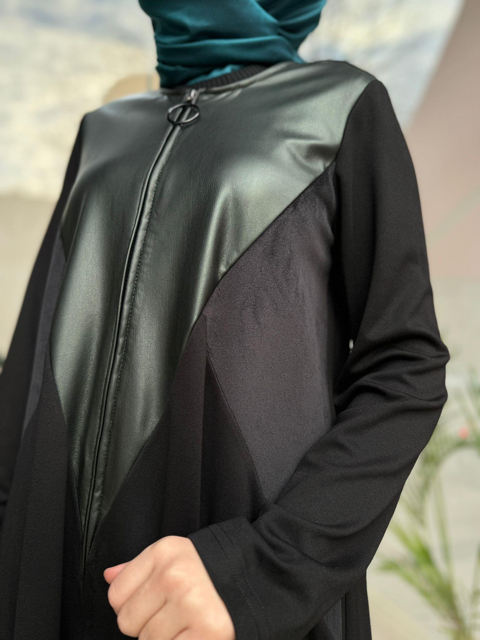 Almarwah Deri Detaylı Kap Siyah 404701