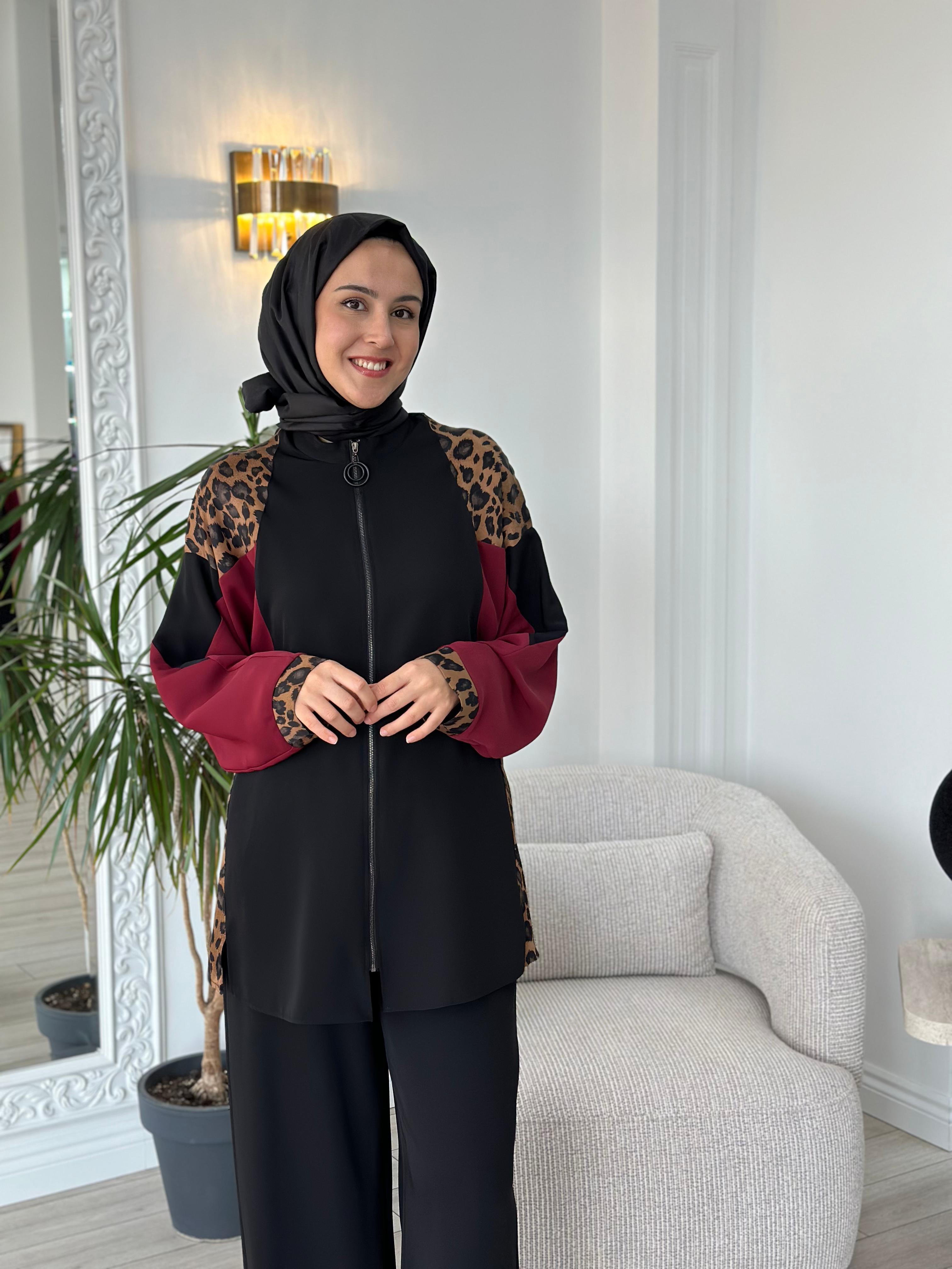 Almarwah Desenli Eşofman Takımı Siyah 202651