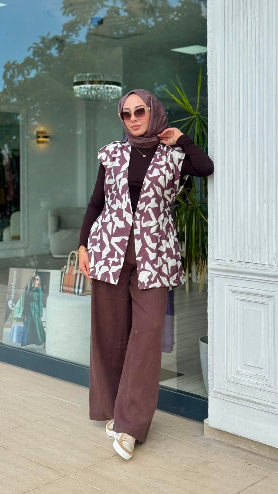 Almarwah Desenli Kuşaklı Yelek 405015