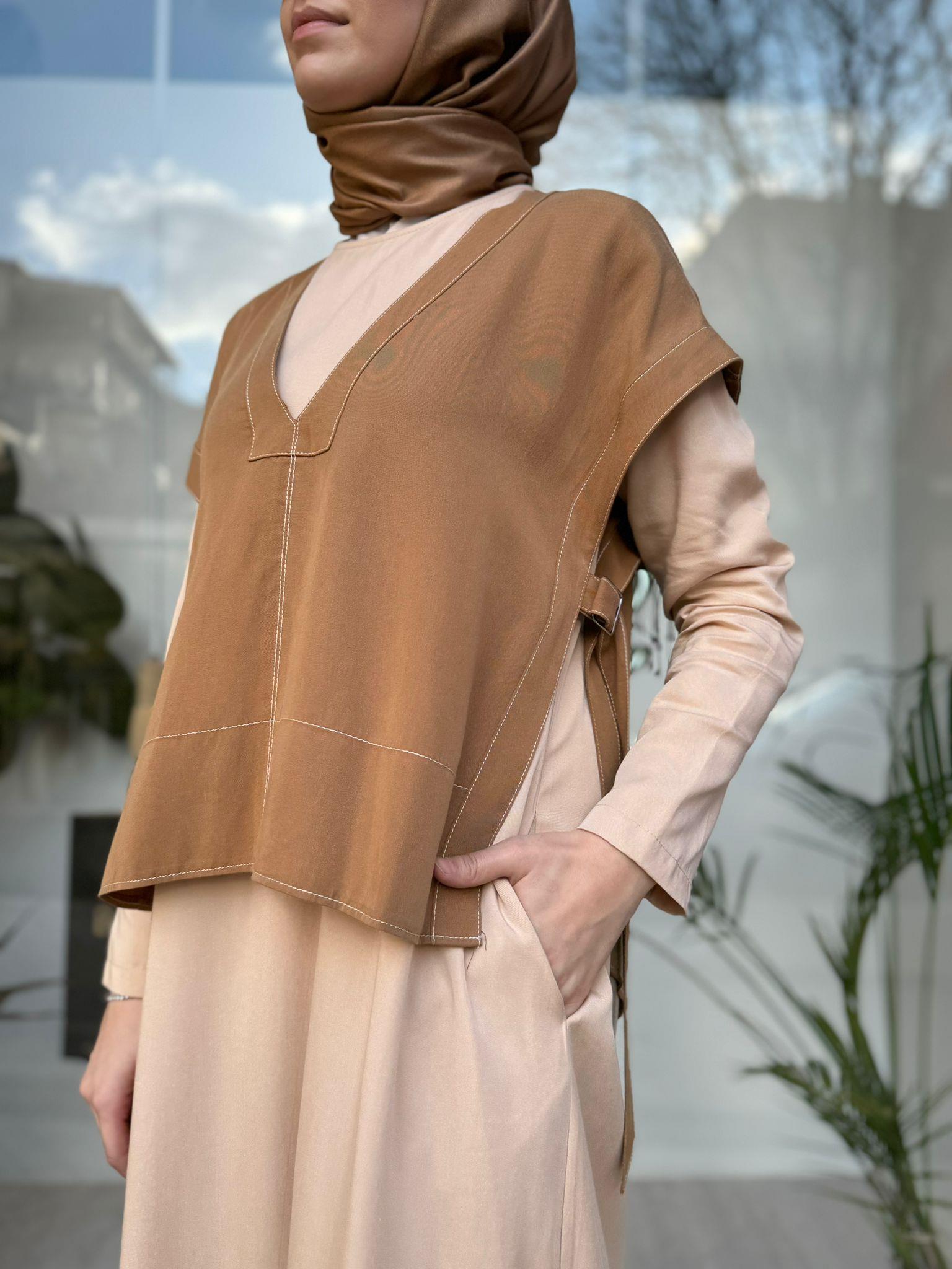 Almarwah Detaylı Elbise Camel 303725