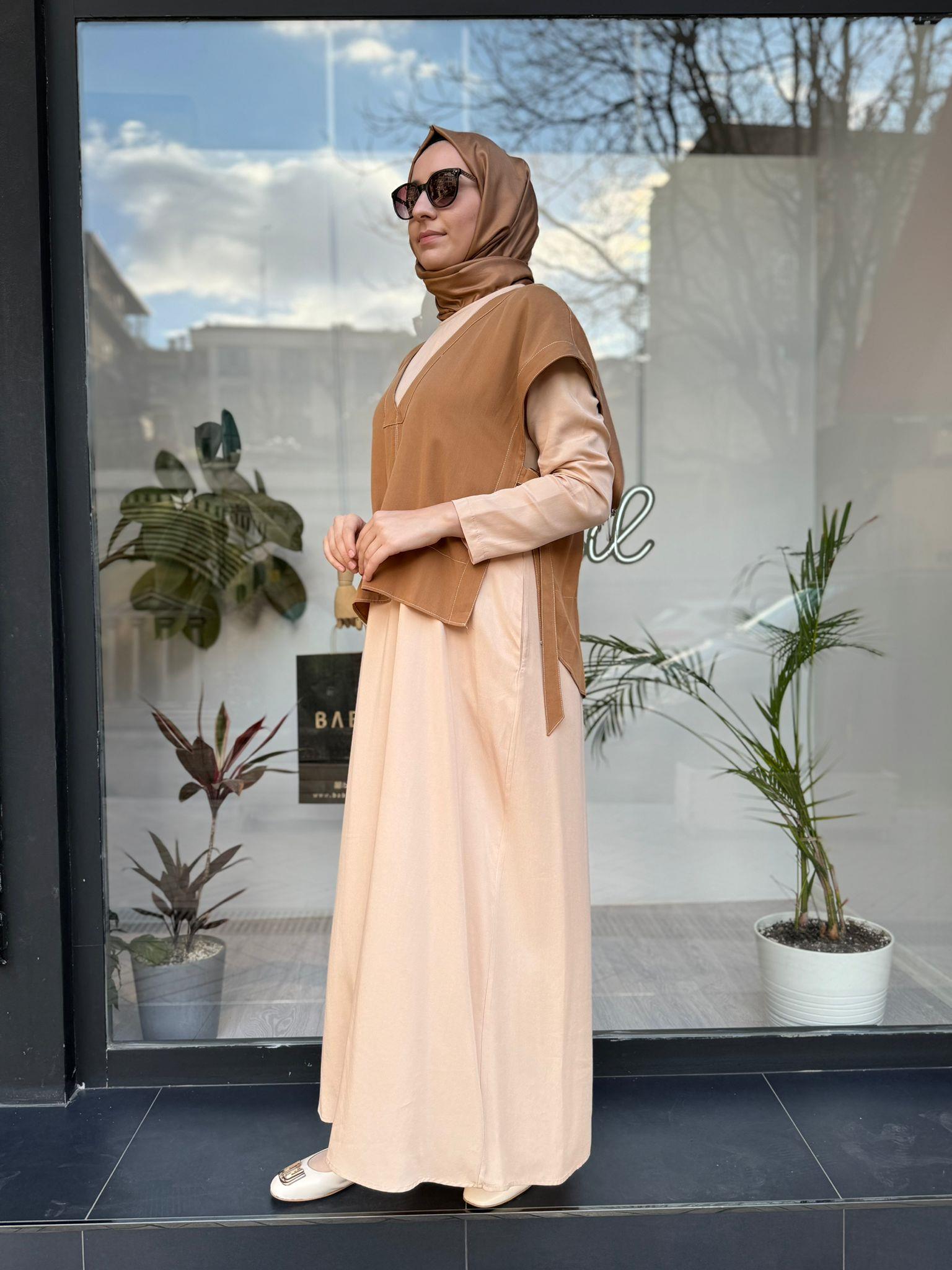 Almarwah Detaylı Elbise Camel 303725
