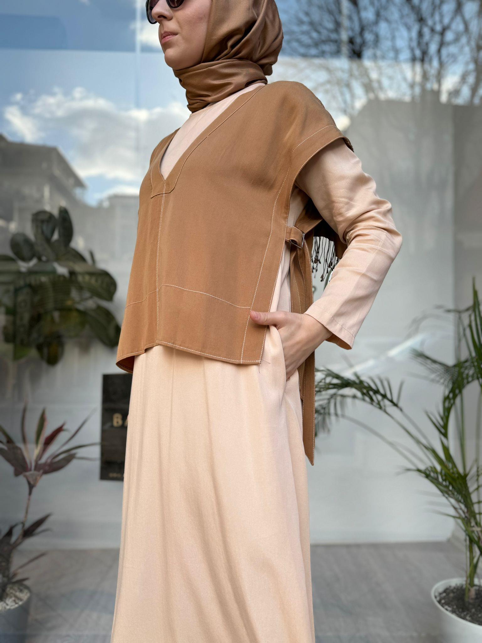 Almarwah Detaylı Elbise Camel 303725