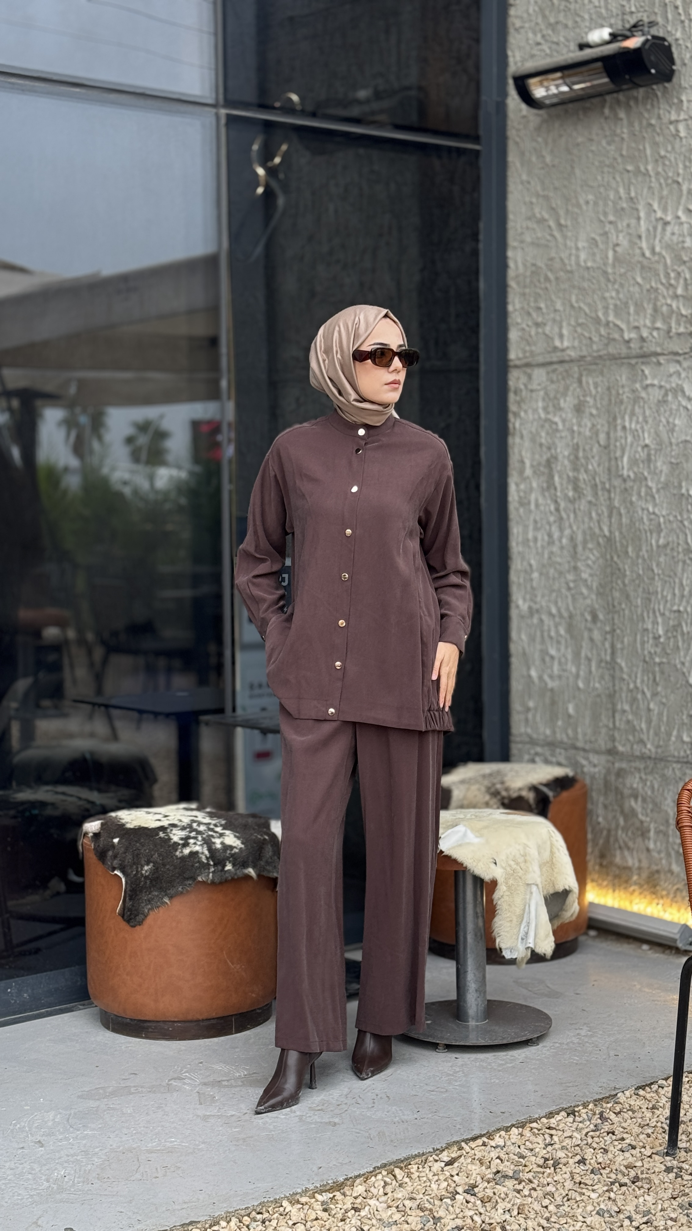 Almarwah Düğme Detaylı Pantolonlu Takım 202971