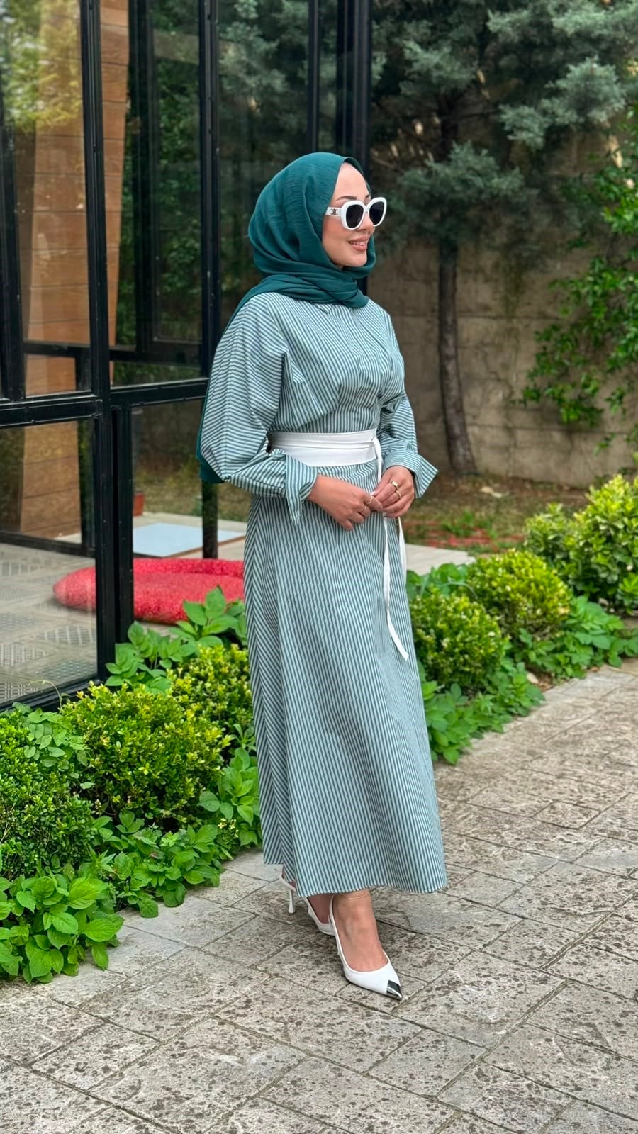 Almarwah Düz Çizgili Elbise 303909