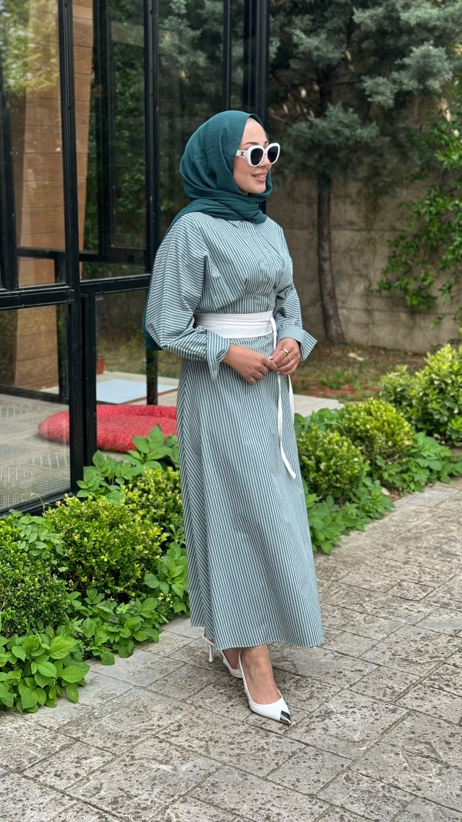 Almarwah Düz Çizgili Elbise 303909